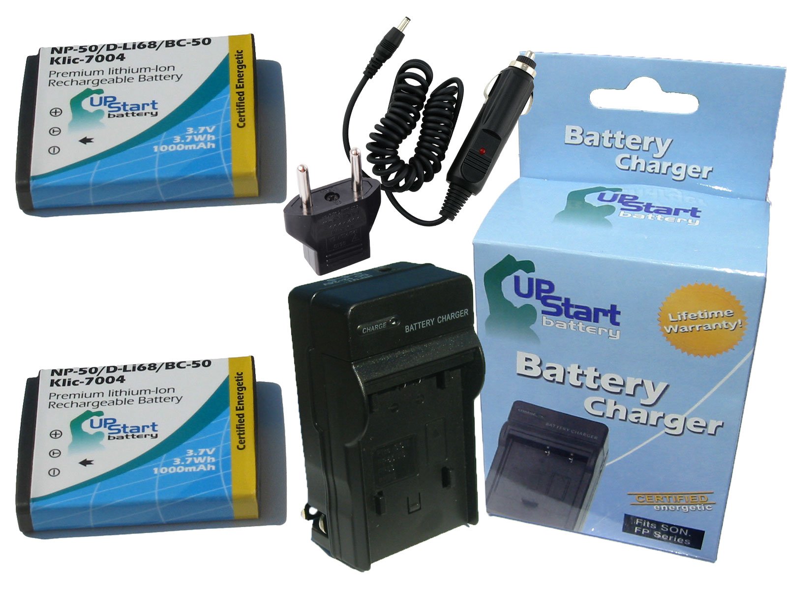 2 Pack Replacement Battery & Charger for Kodak PlayFull Dual Zi12 - 1100mAh 3.7V Li-ion KLIC-7004 Compatible with Digital Cameras - Includes Car & EU Adapters - Perfect for Travel Photography and Outdoor Adventures