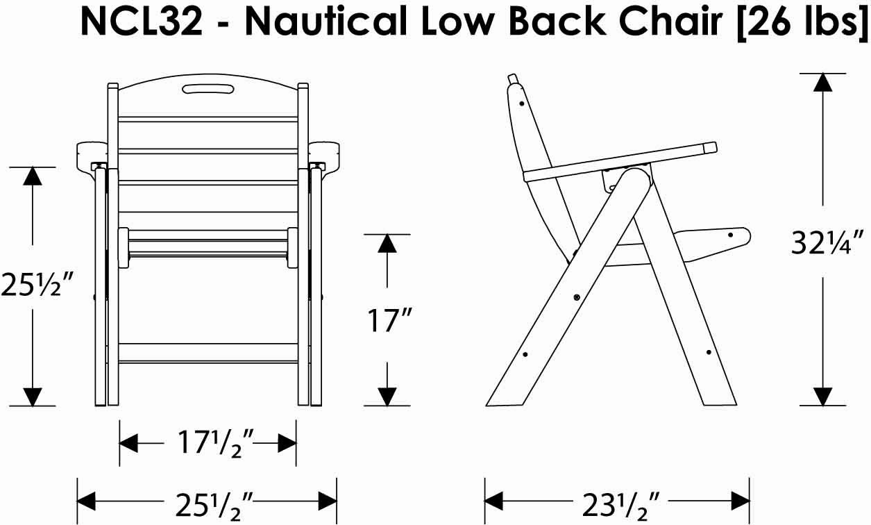 POLYWOOD Nautical Low Back Adirondack Chair - Durable Teak Outdoor Furniture for Patio, Beach, and Poolside Relaxation