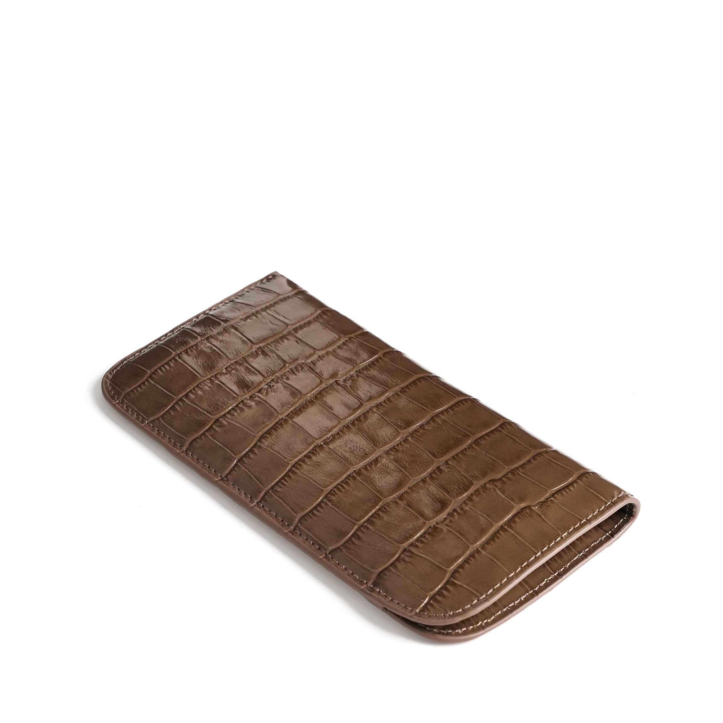 Premium Soft Eyeglass Case - Cocoa Croc Pattern - Protective Eyewear Storage for Travel, Home & Office Use