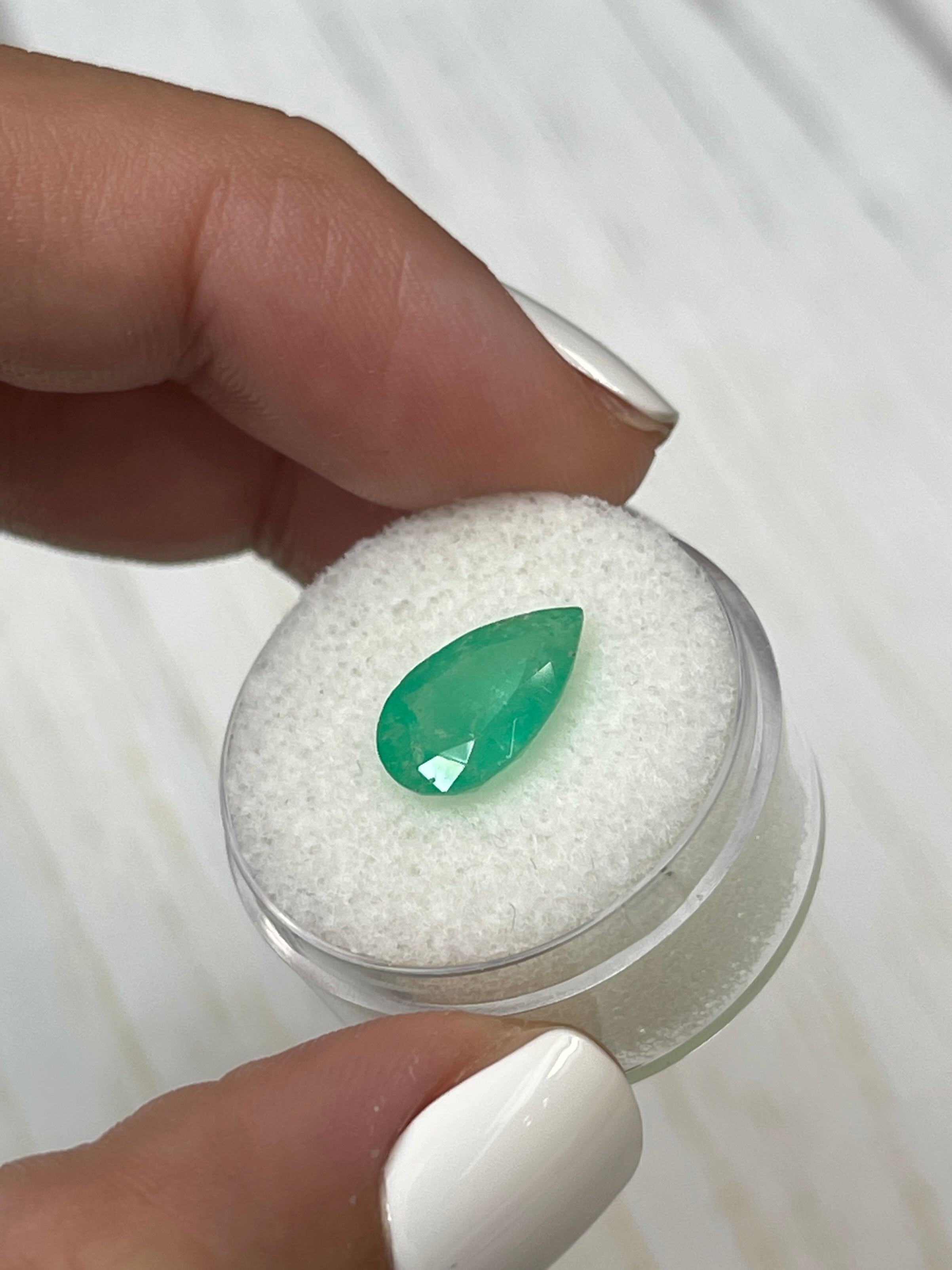2.92 Carat Yellowish Green Natural Loose Colombian Emerald Pear Cut Gemstone for Jewelry Making, Engagement Rings & Luxury Gifts