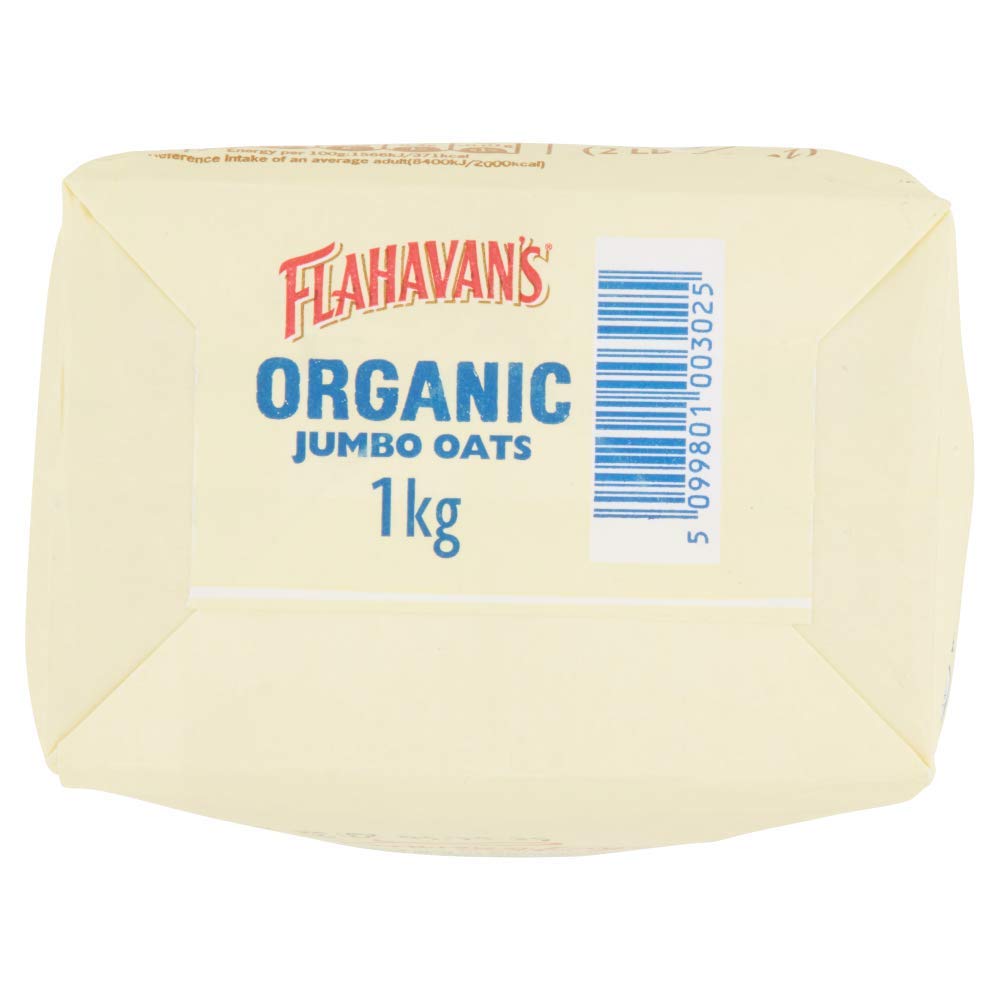 Flahavans Organic Porridge Oats 1kg - Gluten-Free, Non-GMO, Whole Grain Breakfast Cereal for Healthy Eating & Weight Loss - Perfect for Oatmeal, Smoothies & Baking