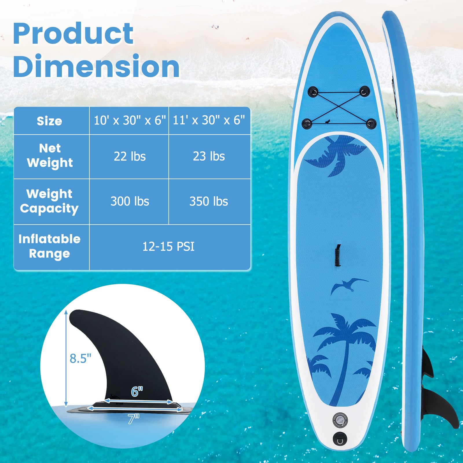 GYMAX Inflatable Stand Up Paddle Board (9.8'/10'/11' x 6