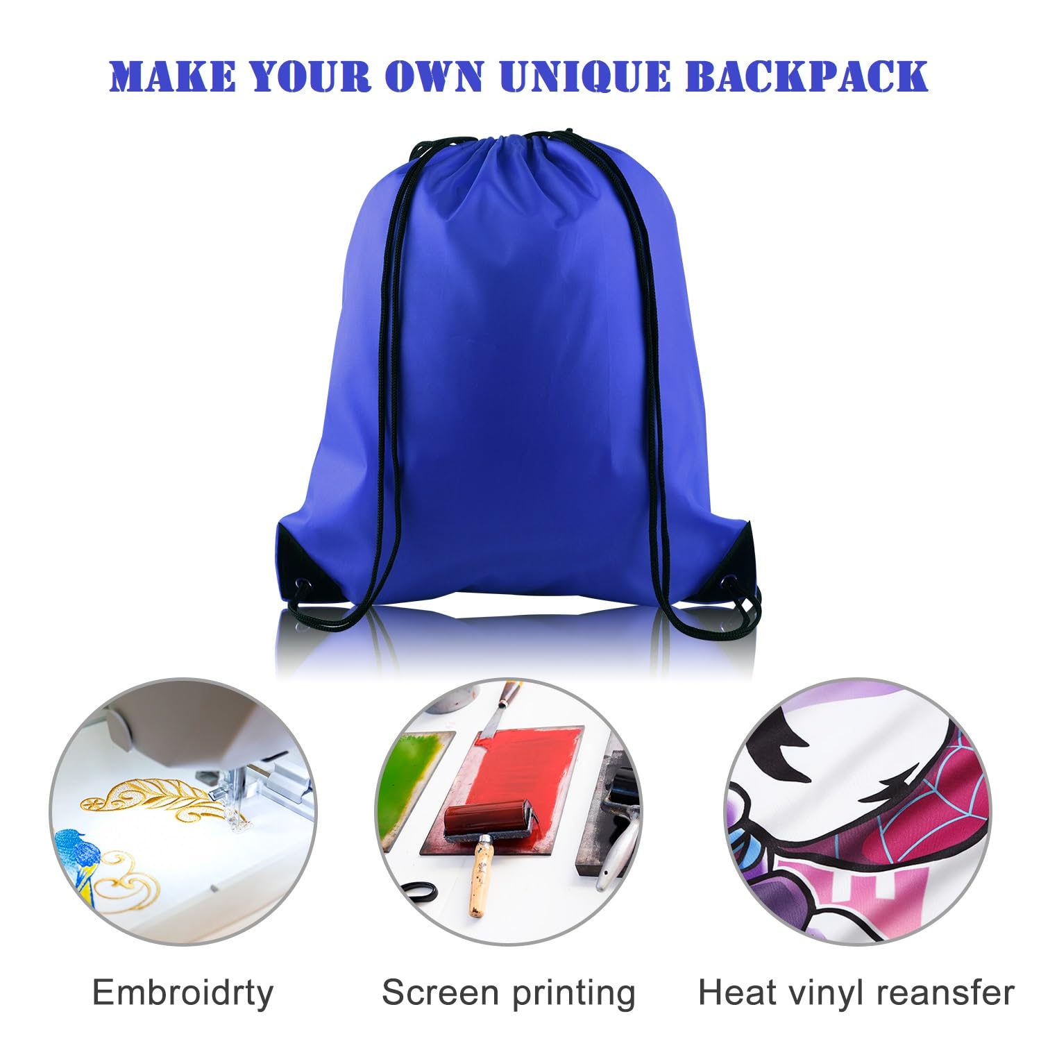 FEPITO 22 Pack Drawstring Bags - Durable String Backpack Bulk Sack Cinch Bags for School, Gym, Sports & Travel - Lightweight Water-Resistant Storage Pouches (Blue) - Perfect for Organizing Shoes, Clothes & Gear