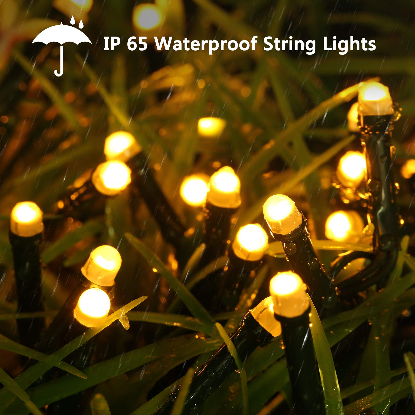 Toodour 121ft 350 LED Solar Christmas Lights - 8 Modes Waterproof Outdoor String Lights for Garden, Patio, Balcony - Warm White Holiday Party Decorations | Perfect for Christmas Decor, Backyard Lighting & Festive Events