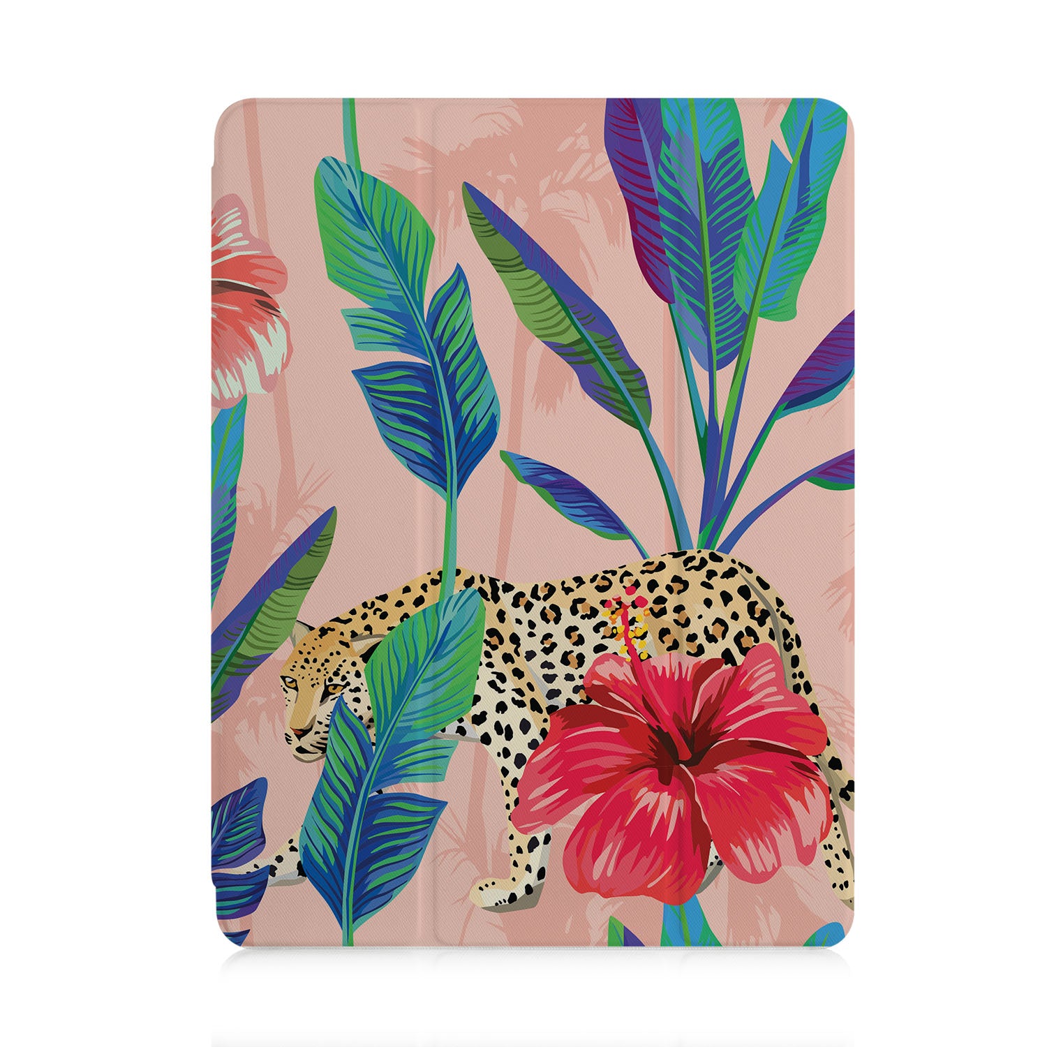 Stylish iPad Trifold Case with Tropical Leaves Design - Perfect for Work, School & Travel Protection