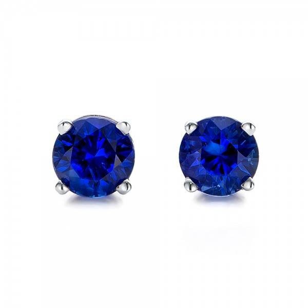 Genuine 2mm & 5mm Round Blue Sapphire Stud Earrings in Solid Sterling Silver or 14kt Gold - Tiny & Elegant Fine Jewelry for Everyday Wear, Gifts & Special Occasions