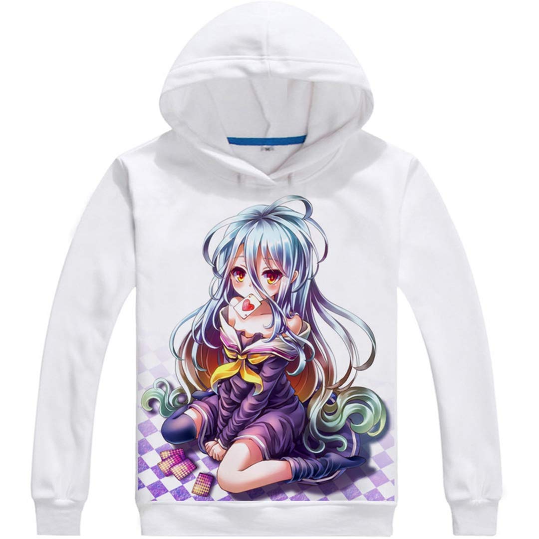 No Game No Life Anime Cosplay Jacket - Shiro & Sora Hooded Fleece Sweatshirt for Costume & Casual Wear | Perfect for Conventions, Cosplay Events & Everyday Fashion