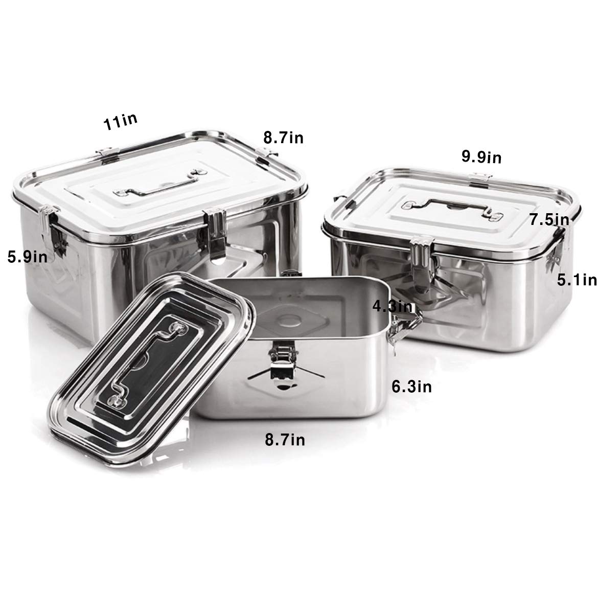 Premium Stainless Steel Kimchi Containers (3-Piece Set) – Airtight Rectangular Food Storage for Fermentation, Pickling & Meal Prep – Perfect for Korean Cuisine, Homemade Sauces & Bulk Food Organization