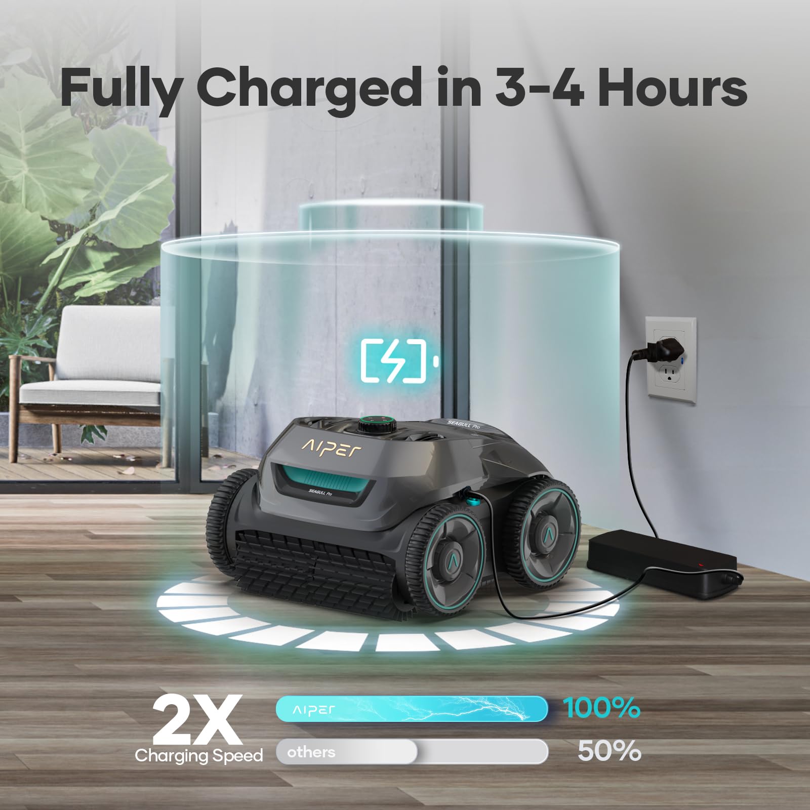 2024 Upgraded AIPER Seagull Pro Cordless Robotic Pool Cleaner - Smart Navigation Automatic Pool Vacuum for Inground Pools, Cleans Floor/Wall/Waterline (150 Min Runtime) - Perfect for Backyard, Residential & Commercial Swimming Pool Maintenance