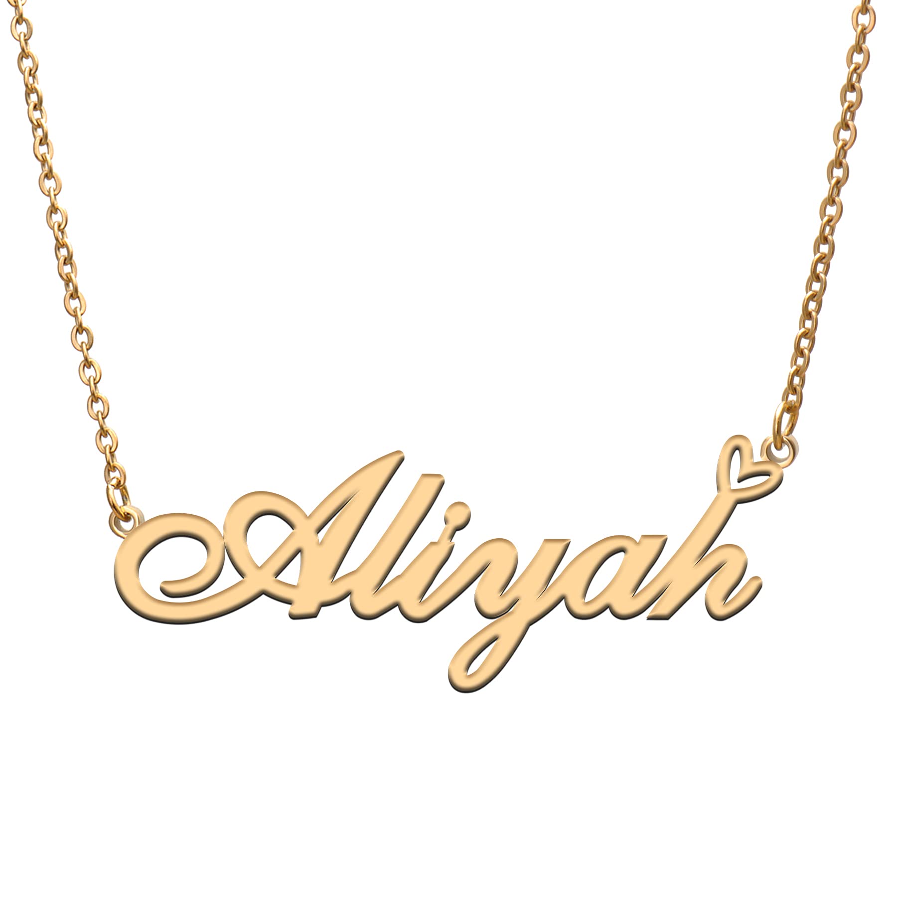 RONKAH Custom Personalized Name Necklace with Heart - Gold Plated Engraved Pendant for Women, Best Gift for Girlfriend, Mother, Daughter - Christmas, Birthday, Anniversary Jewelry - Perfect for Everyday Wear, Date Nights & Special Occasions