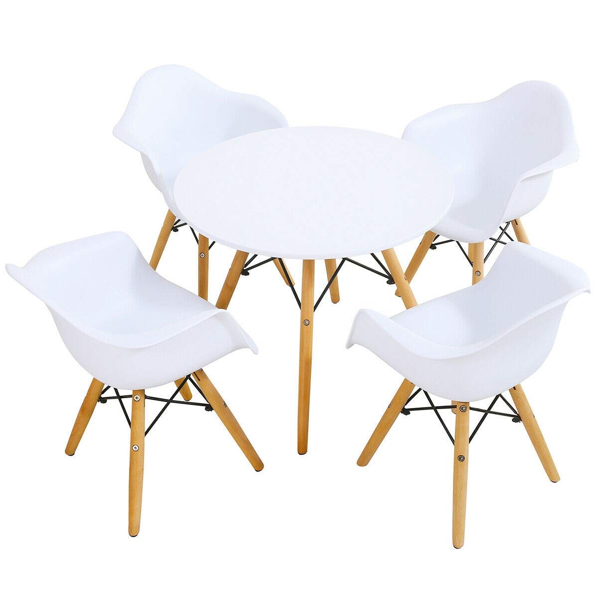 AchieveUSA 5-Piece Kids Modern Round Table and Chair Set - Durable Children's Furniture for Playroom, Classroom, or Home Decor