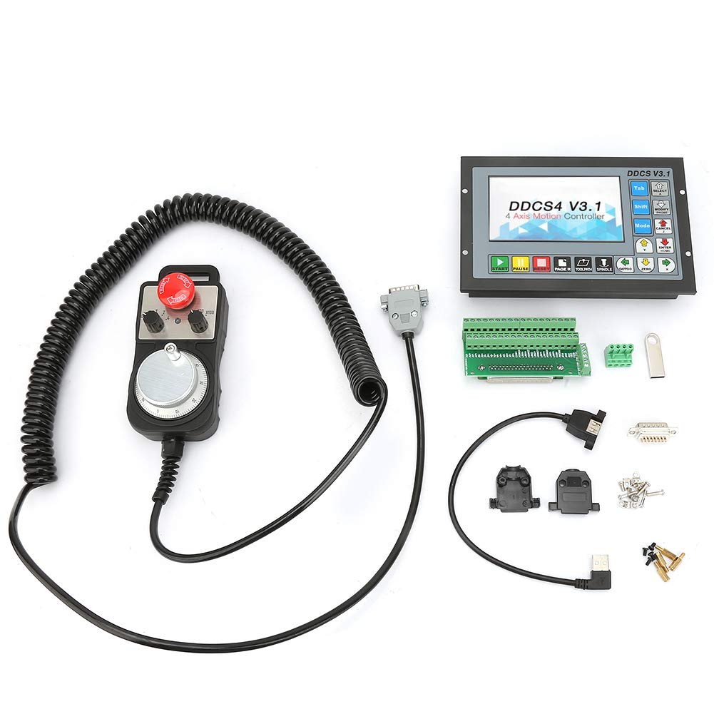 DDCSV3.1 3-Axis Offline CNC Controller with Emergency Stop & Handwheel Kit - Perfect for Woodworking, Metal Engraving, and DIY CNC Projects