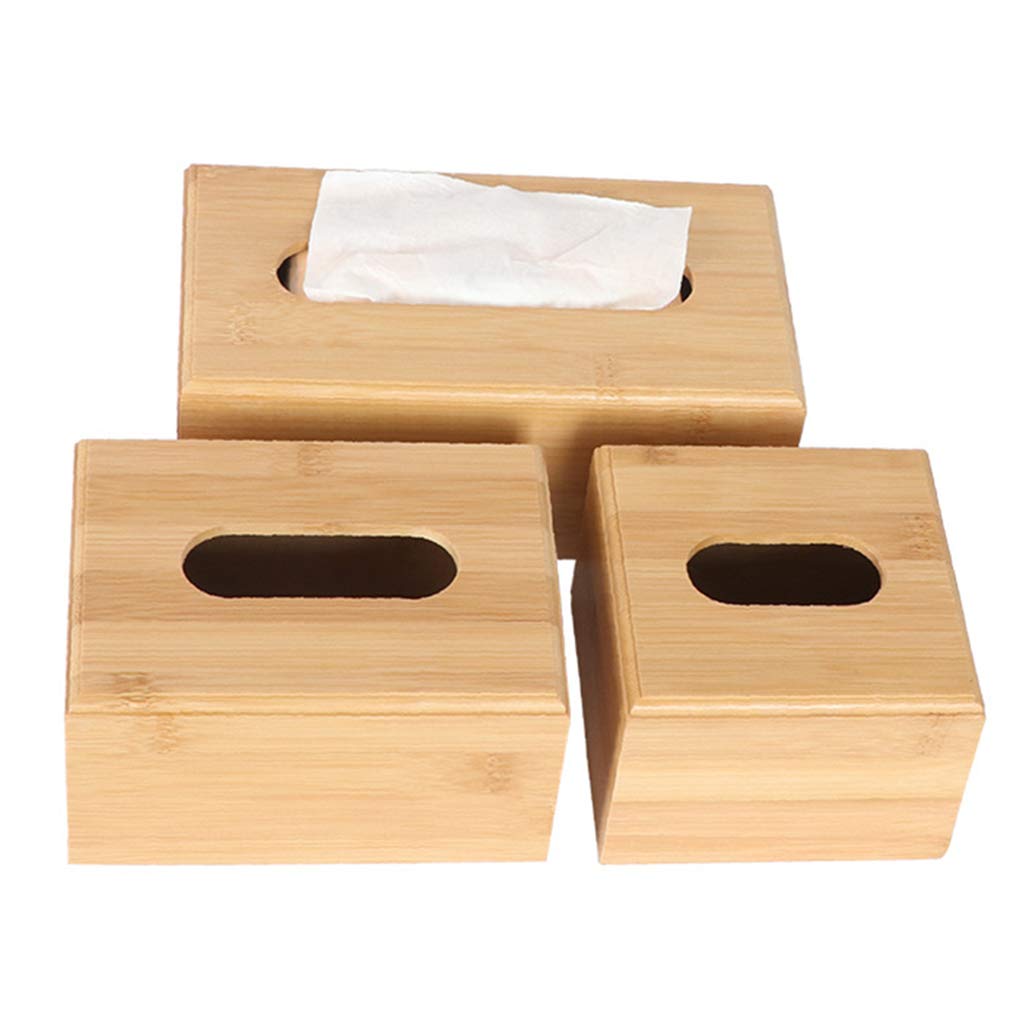 Eco-Friendly Bamboo Tissue Box Cover - Wooden Napkin Holder for Home, Car & Office | Light Brown Tissue Box Organizer | Perfect for Living Room, Bathroom & Vehicle Storage