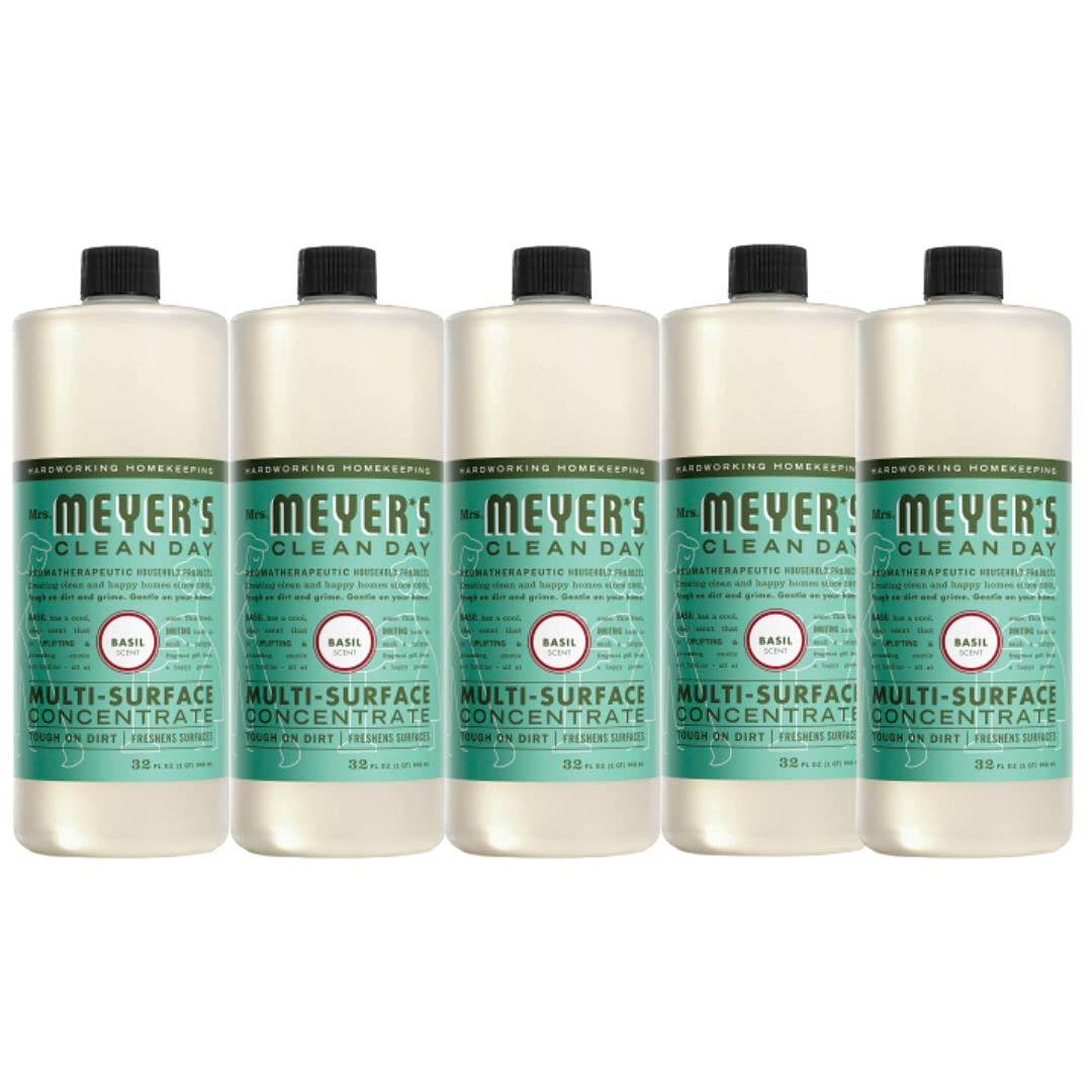 Multi-Surface All Purpose Cleaner Concentrate Refill - 32 Oz (Pack of 5) | Bathroom, Floor & Counter Cleaner | Basil Scented | Ideal for Home, Kitchen & Office Cleaning