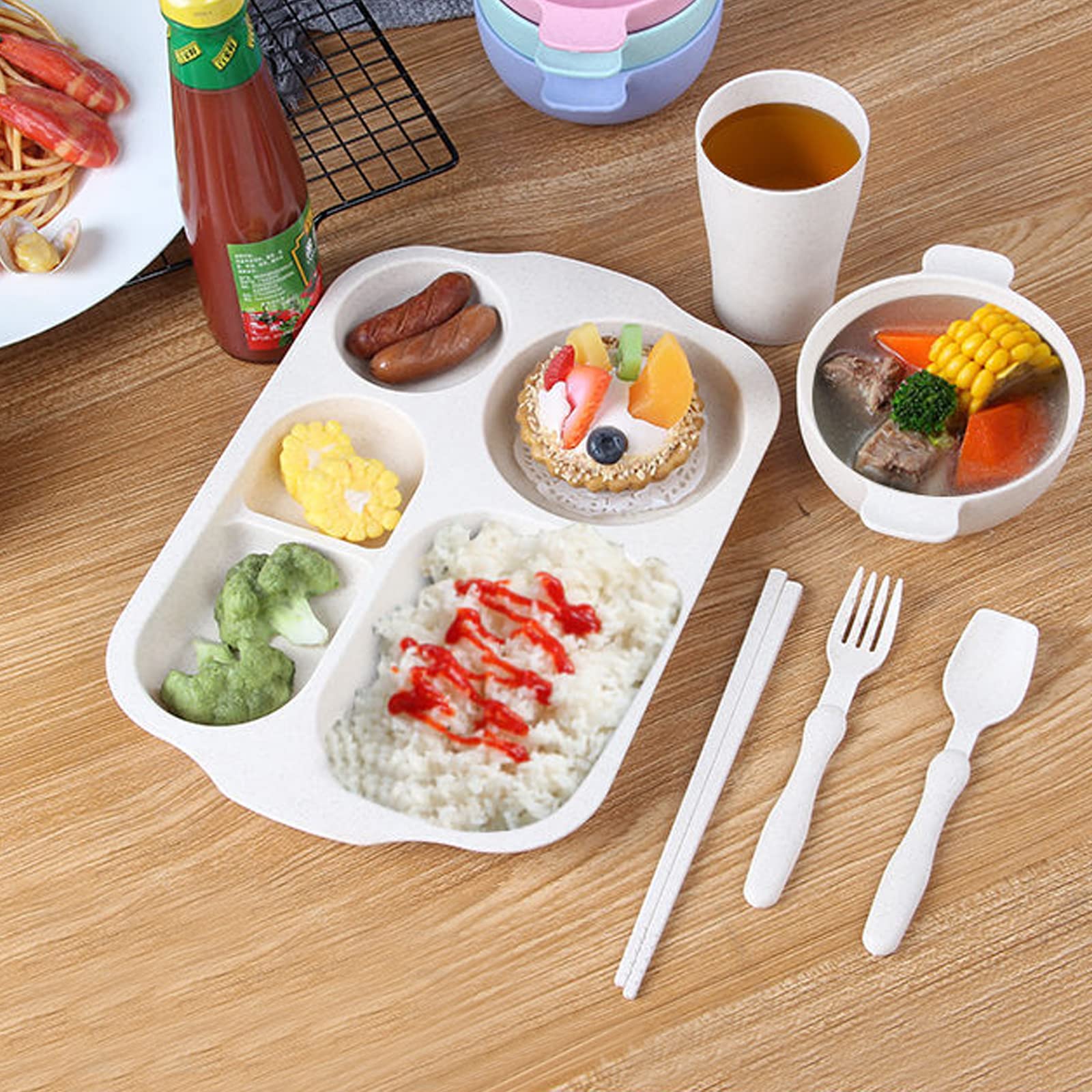 8-Pack Plastic Divided Plates Set - Microwave & Dishwasher Safe Sectioned Meal Trays for BBQ, Camping, Picnics & Kids Parties - BPA-Free Durable Dinnerware