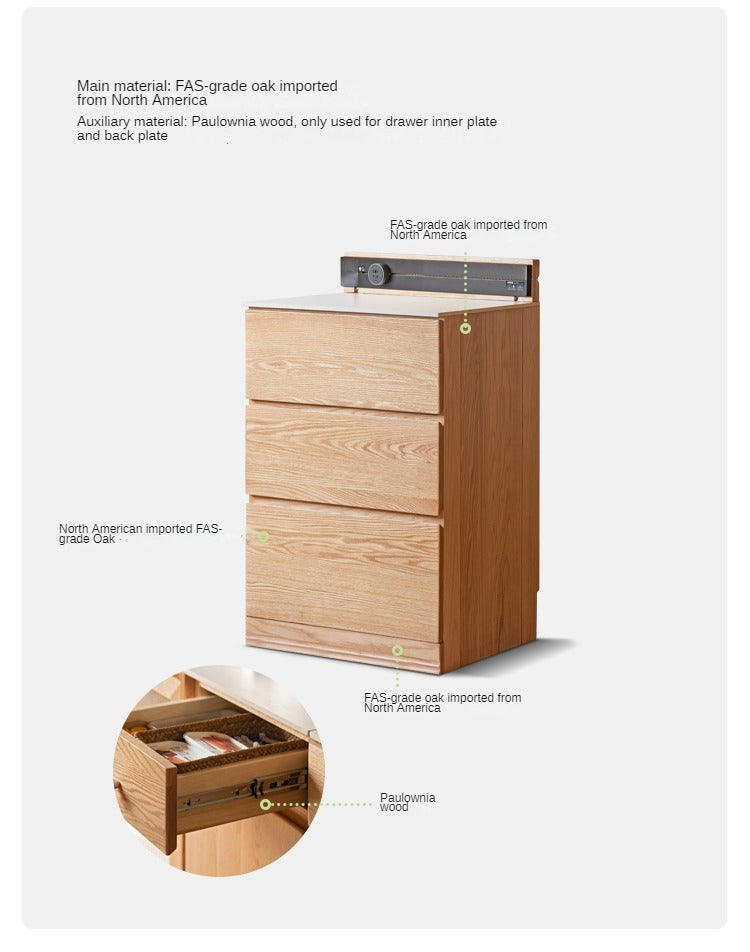Solid Oak Wood Sideboard Buffet Cabinet - Multi-Functional Storage Locker with Drawers & Shelves for Dining Room, Living Room, and Entryway Organization