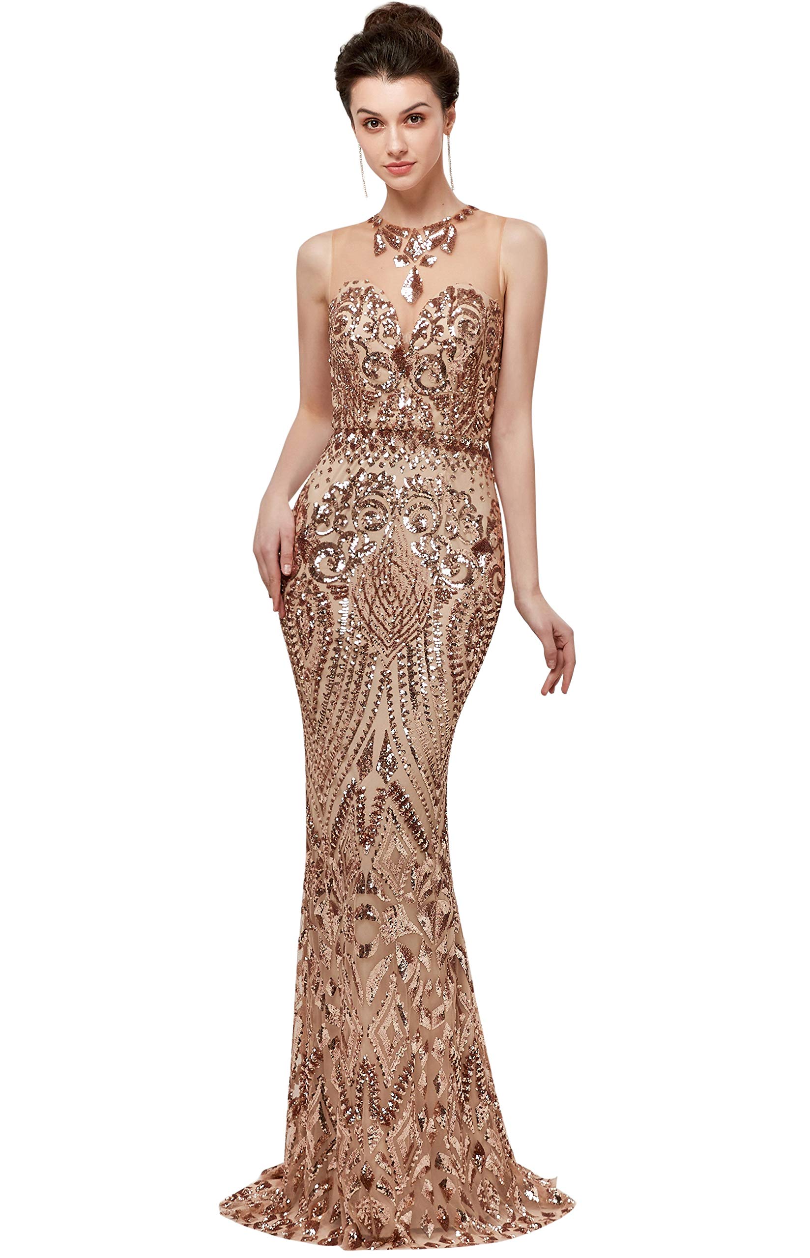 Elegant Women's Sexy Sequins Mermaid Evening Dress - Sparkly Long Prom Party Gown for Formal Events, Weddings & Special Occasions