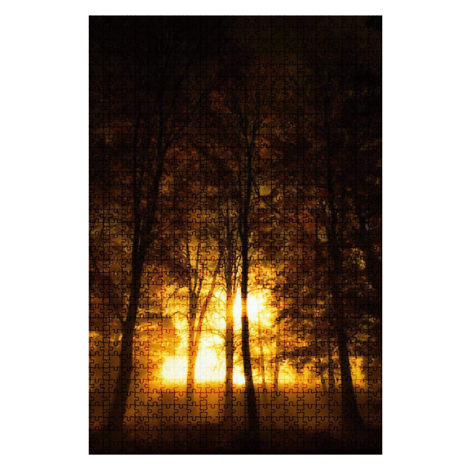 1000-Piece Wooden Jigsaw Puzzle - Misty Autumn Forest Sunlight Scene | Challenging Adult & Kids Puzzle Game | DIY Educational Toy & Home Decor Gift for Family Game Night & Relaxation Activities