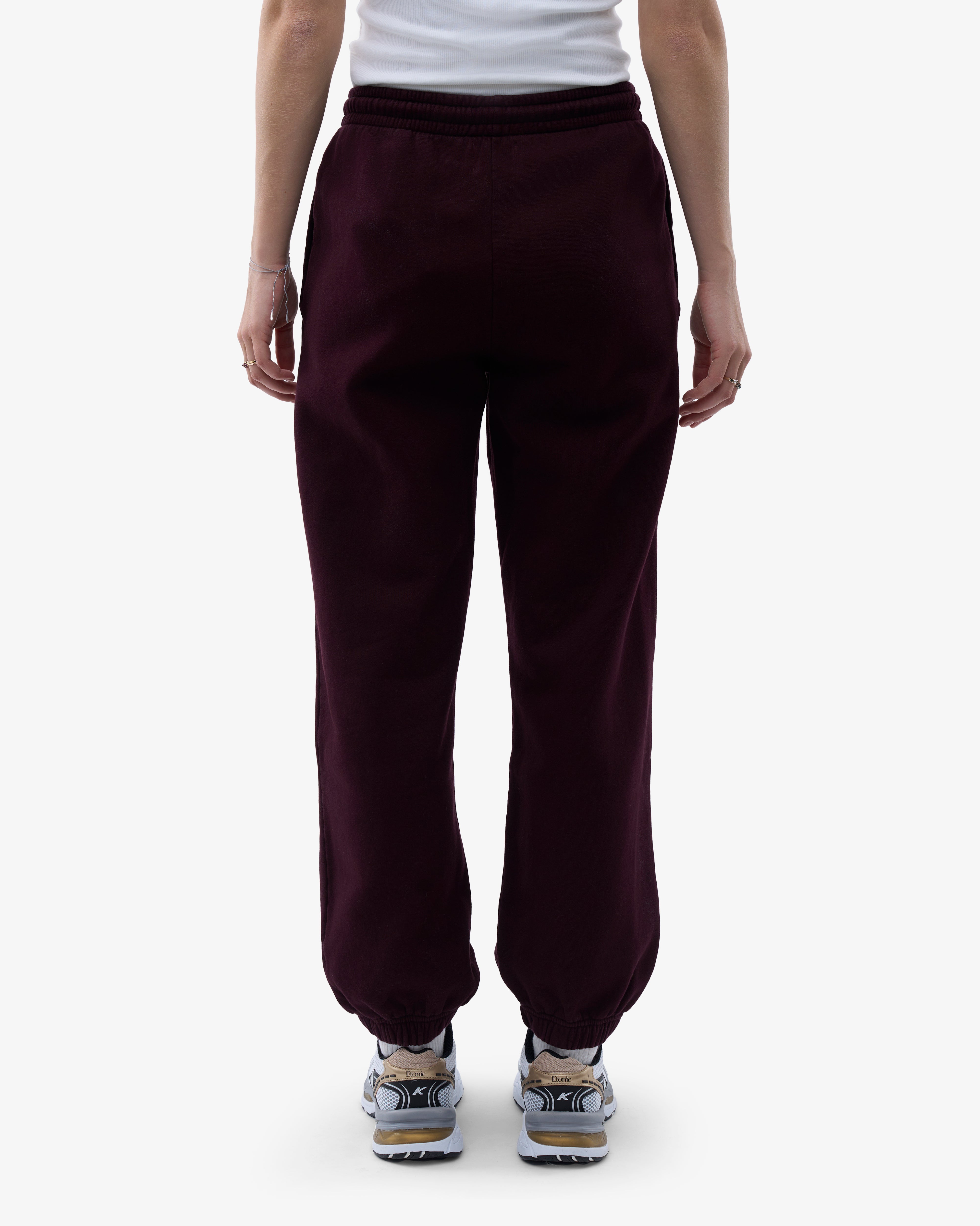 Organic Relaxed Sweatpants for Women - Soft Comfortable Lounge Pants in Oxblood Red - Perfect for Yoga, Home Wear and Casual Outfits