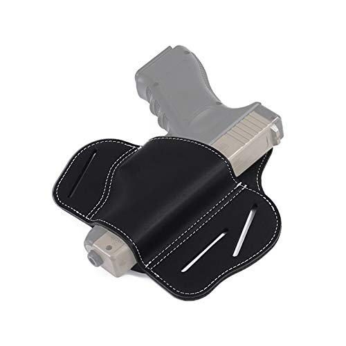 HWZ Universal Leather Handgun Holster - 3 Slot Pancake Style Belt Holster for Concealed Carry | Perfect for Police, Security & Outdoor Activities