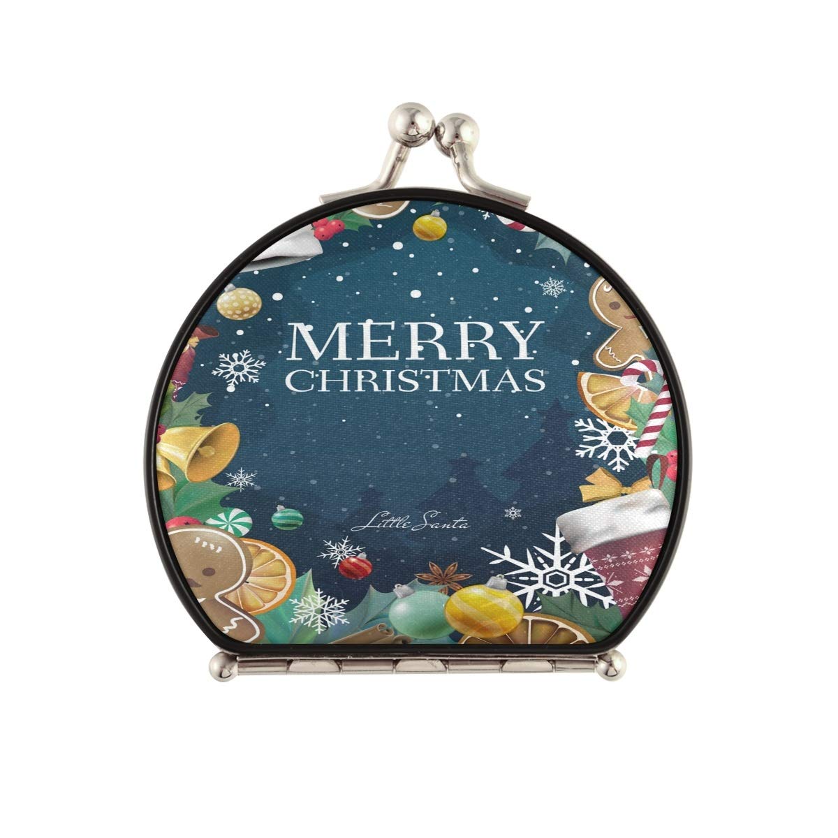 Portable Travel Makeup Mirror for Women - Double Sided Compact Mirror with 2x & 1x Magnification, Christmas Santa Hat Design | Perfect for Holiday Gifts, Handbag Essentials & On-the-Go Touch Ups