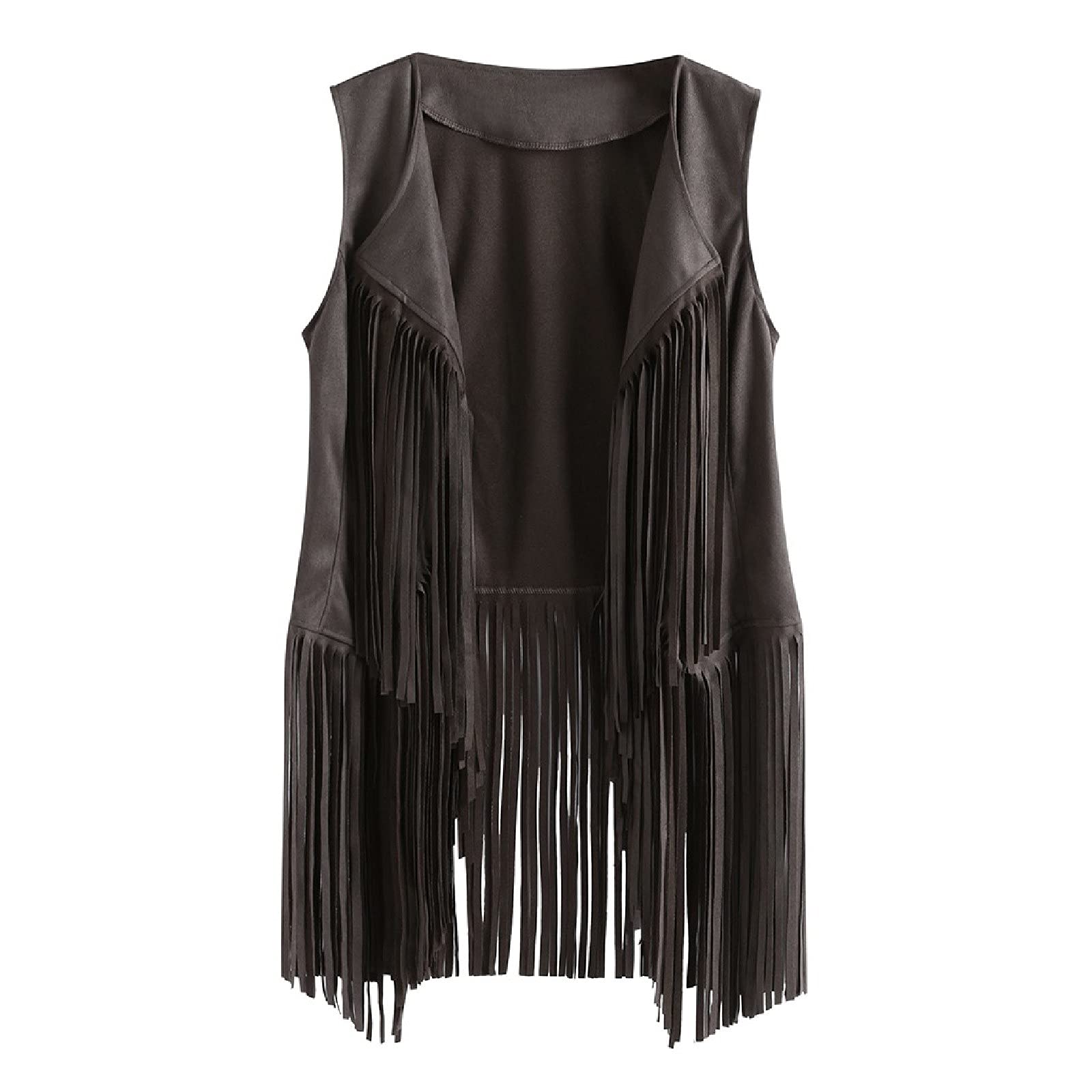 Women's Suede Leather Fringed Vest Coat - Trendy Sleeveless Cardigan for Fall & Winter | Perfect for Layering, Casual Outfits, and Boho Fashion Looks