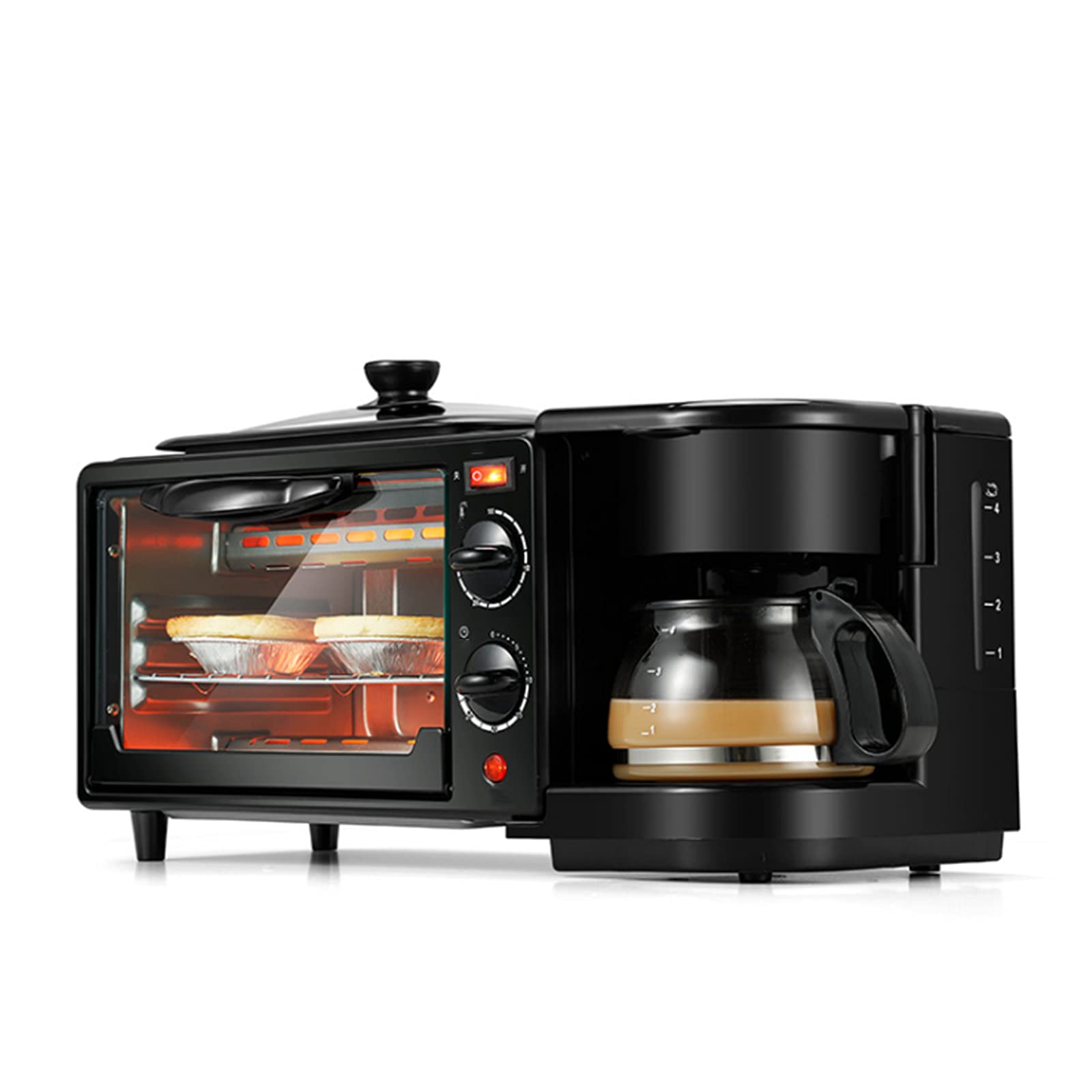 3-in-1 Multifunction Breakfast Station - Retro Electric Toaster with Uniform Heating & 30-Min Timer - Perfect for Coffee, Omelettes & Family Breakfasts - Ideal for Home Kitchens & Small Apartments