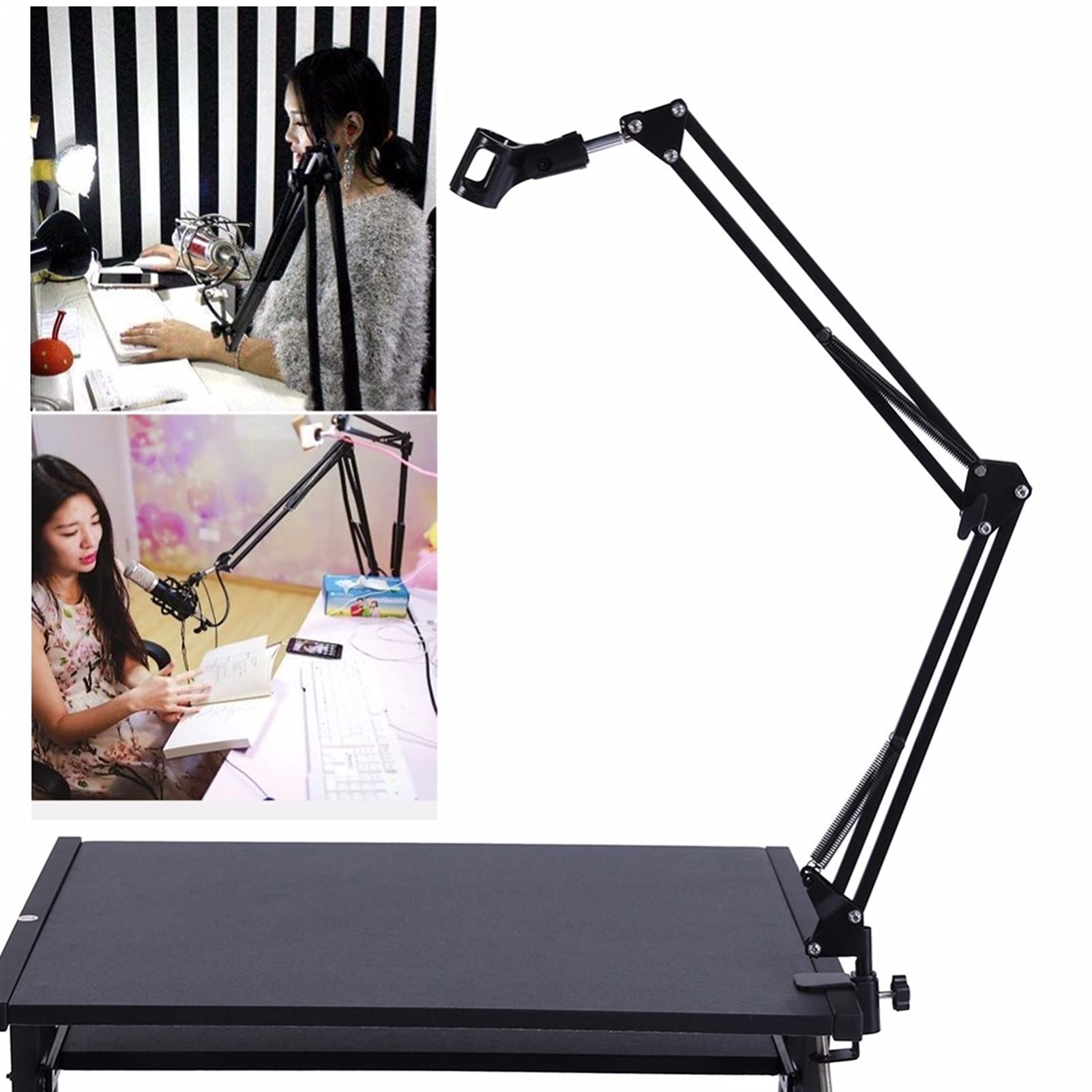 Premium Adjustable Metal Microphone Stand - Heavy Duty 2KG Load Capacity for Live Radio, Recording & Phone - Foldable Desk Stand Holder for Podcasting, Streaming & Studio Use