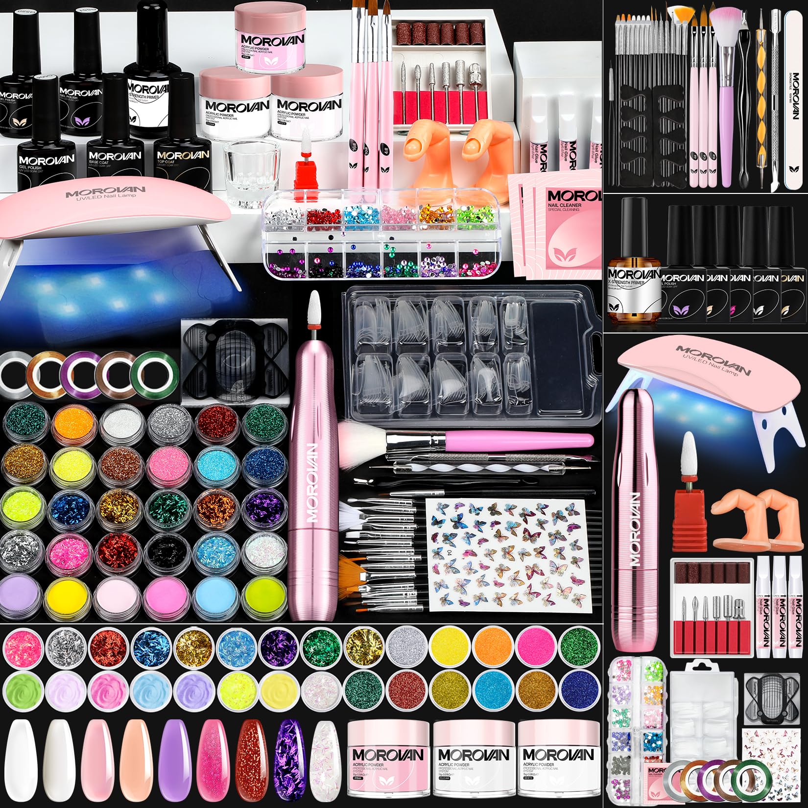 Morovan Professional Acrylic Nail Kit for Beginners - Complete Starter Set with All Nail Supplies & Tools | Perfect for Home Manicures, Salon Use & DIY Nail Art