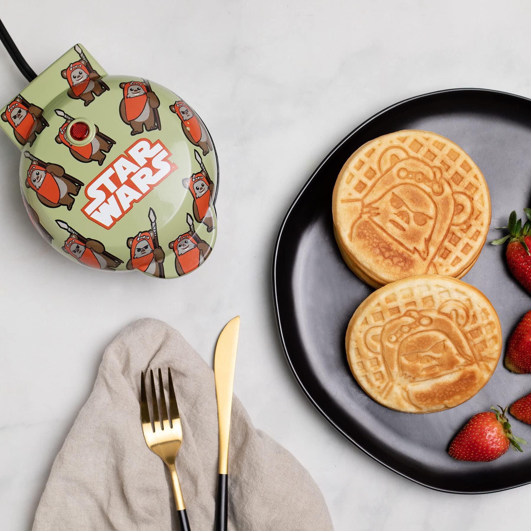 Star Wars Mini Ewok Waffle Maker - Fun Star Wars Kitchen Appliance for Kids & Adults - Perfect for Breakfast, Parties & Star Wars Fans