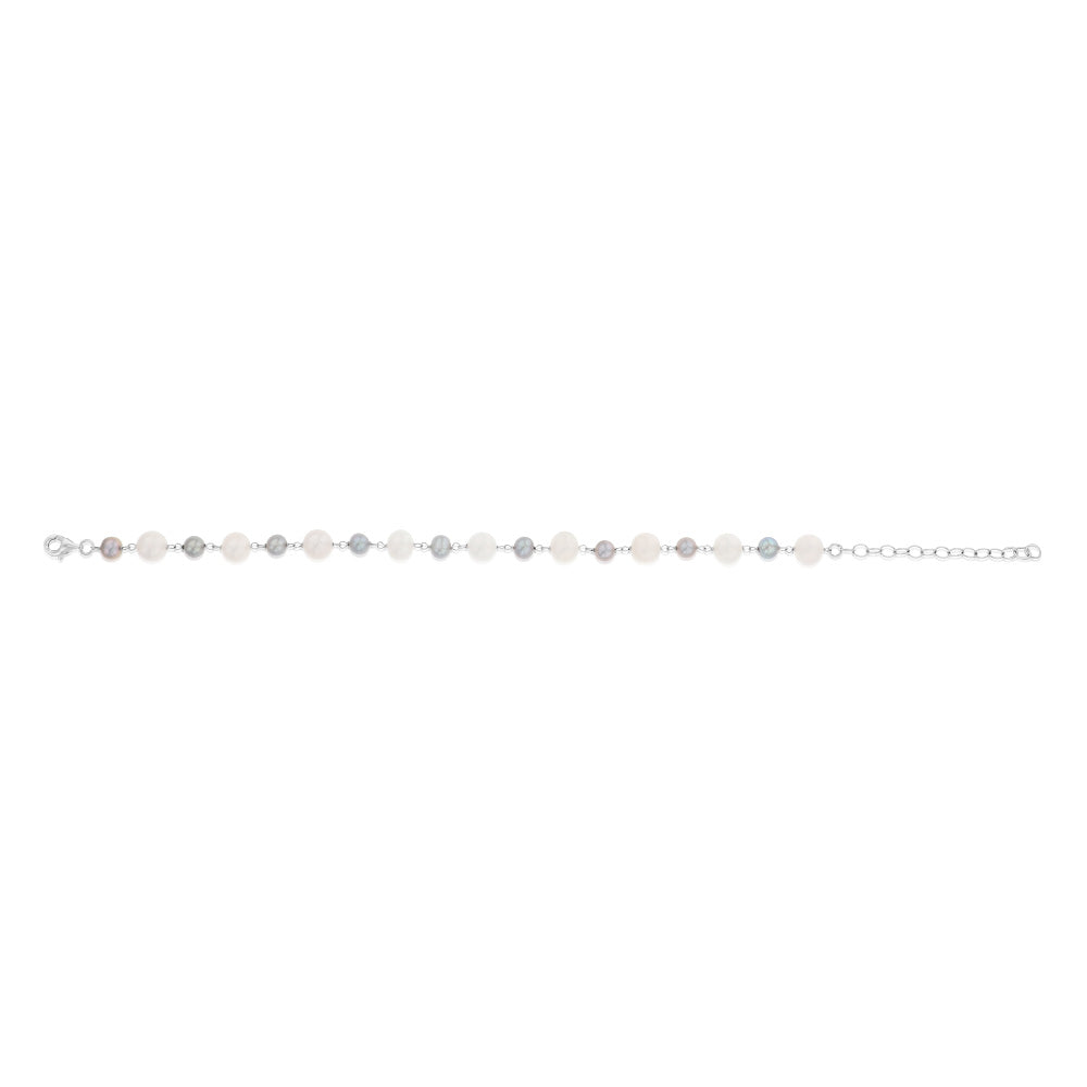 5-8mm Freshwater White & Grey Pearl Bracelet in Sterling Silver - Elegant Jewelry for Women, Perfect for Weddings, Parties & Everyday Wear