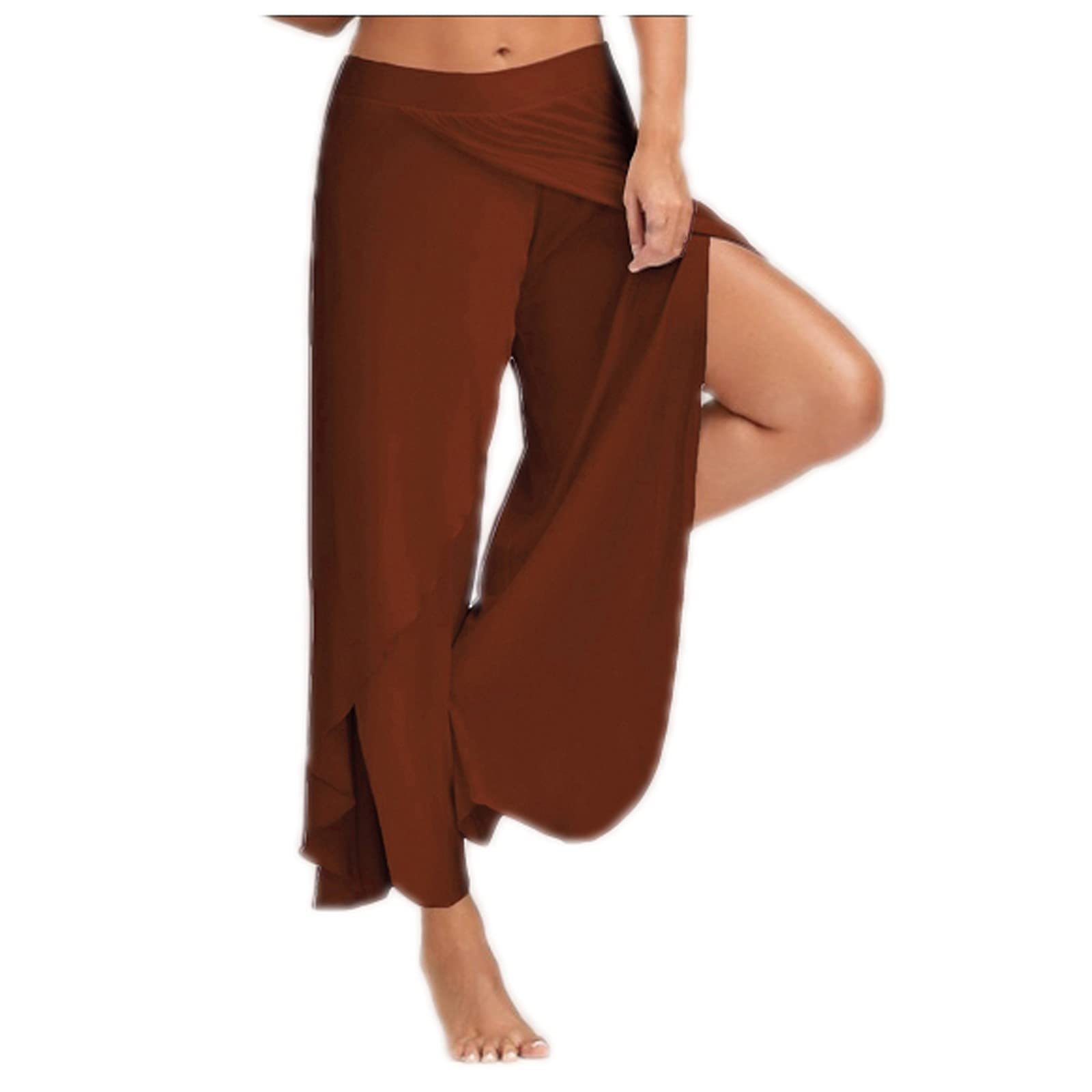 WOCACHI Women's Yoga Harem Pants - High Waisted Capri Joggers with Side Slits for Workout, Lounge & Beach Cover-Up | Comfortable Activewear Sweatpants for Running, Travel & Casual Wear