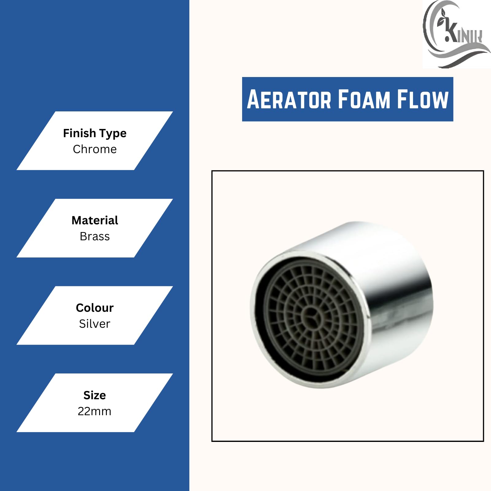 Chrome Plated Brass Kitchen Sink Aerator with Foam Flow - 22mm Female Thread Standard Size | Perfect for Water Saving and Splash Prevention in Home & Restaurant Sinks