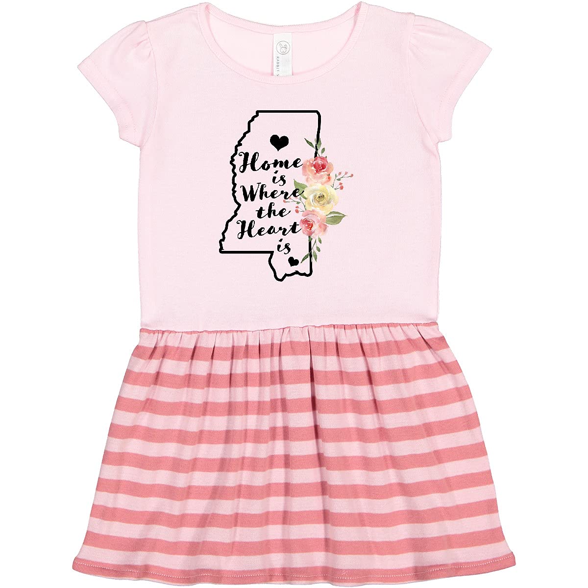 Inktastic Mississippi Home is Where The Heart is Watercolor Print Toddler Dress - Cute Casual Outfit for Girls, Playdates & Family Photos