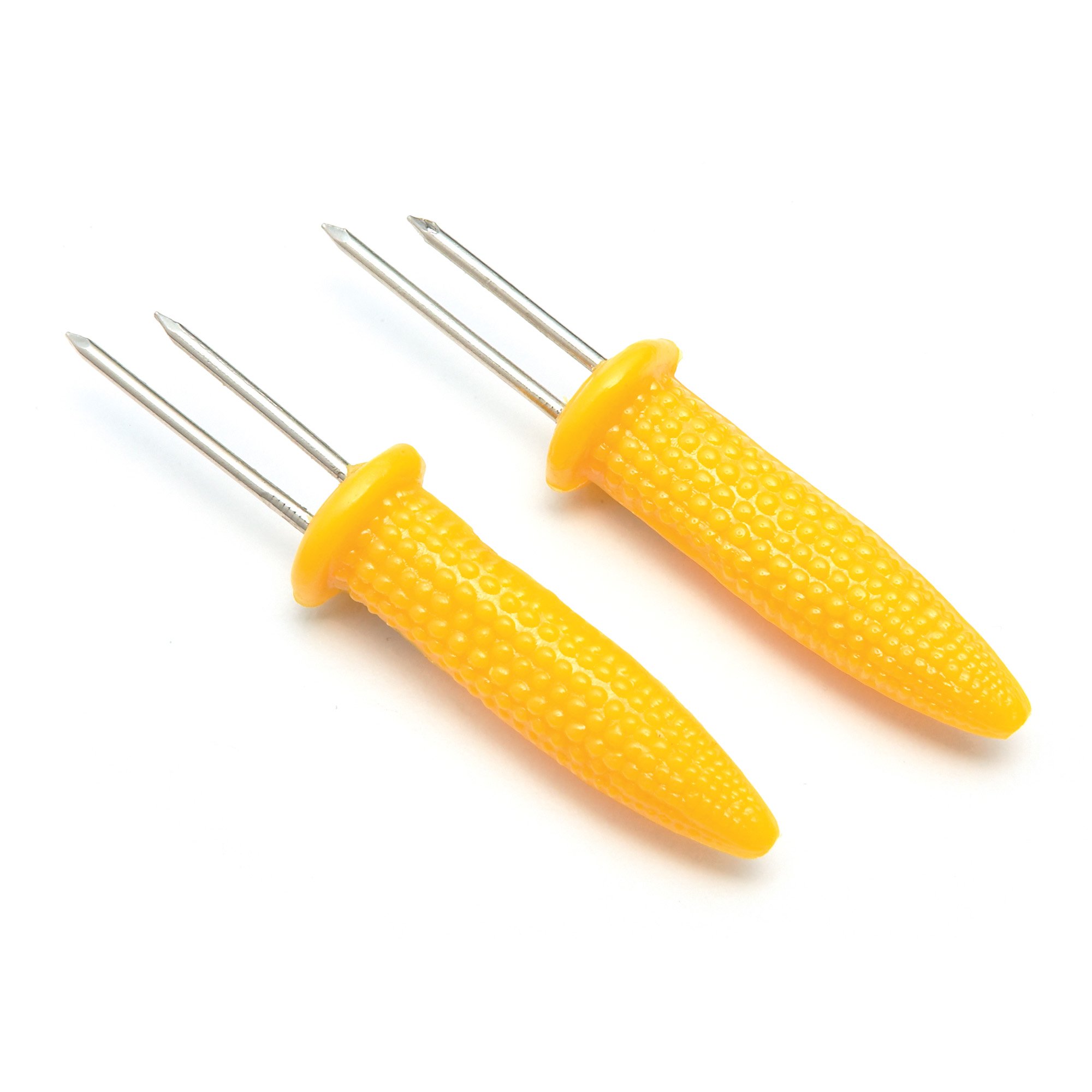 Fox Run 5401 Stainless Steel & Plastic Corn Holders - Set of 6 Yellow Corn Cob Handles for BBQ, Picnics & Summer Parties - Durable & Easy-to-Use Corn Eating Utensils