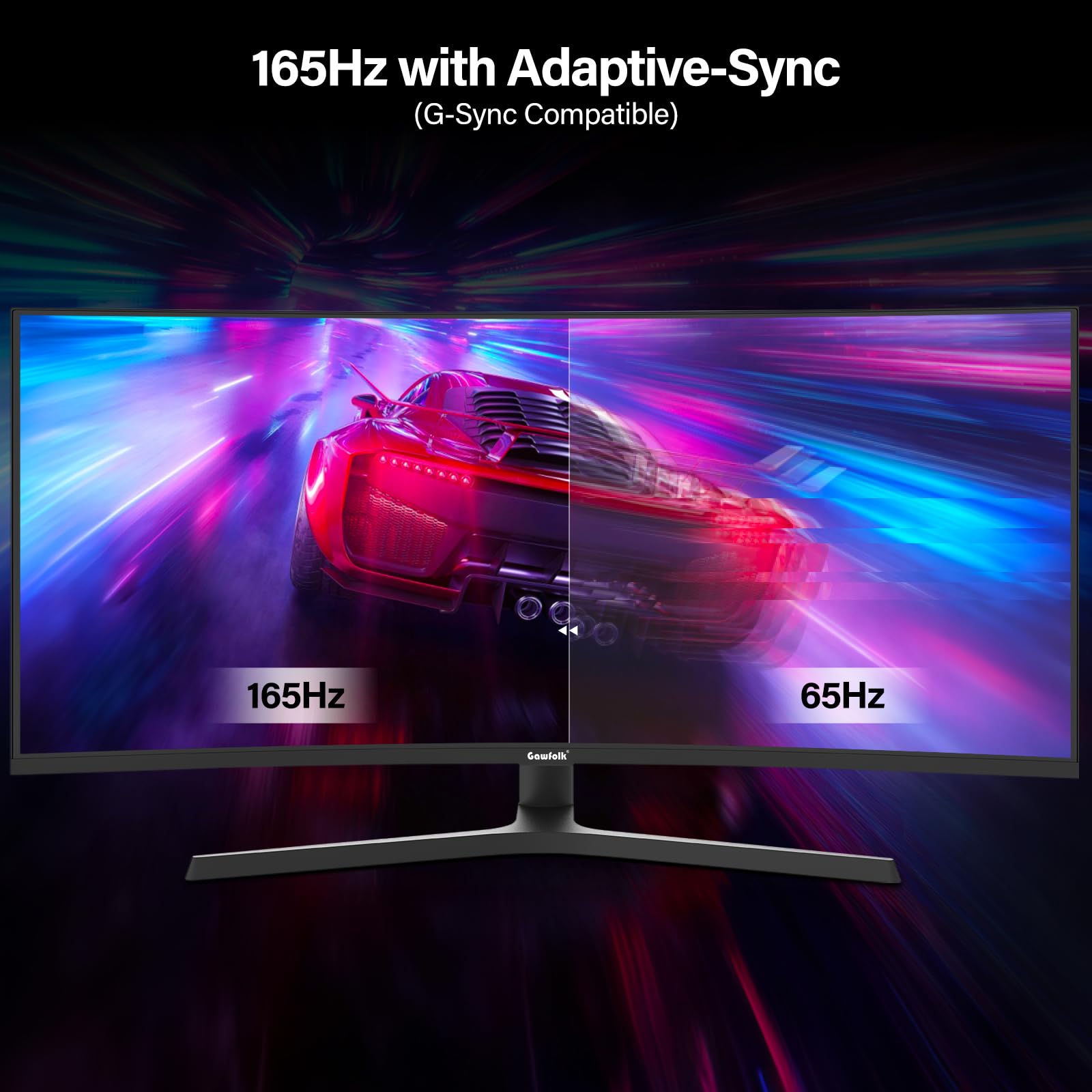 34 Inch Curved Gaming Monitor - 1500R Ultrawide PC Screen, 165Hz/144Hz Refresh Rate, Height Adjustable Stand, AMD FreeSync, HDMI & DP Ports, VESA 75x75mm Wall Mount (No Built-in Speakers) - Perfect for Immersive Gaming, Streaming & Office Work