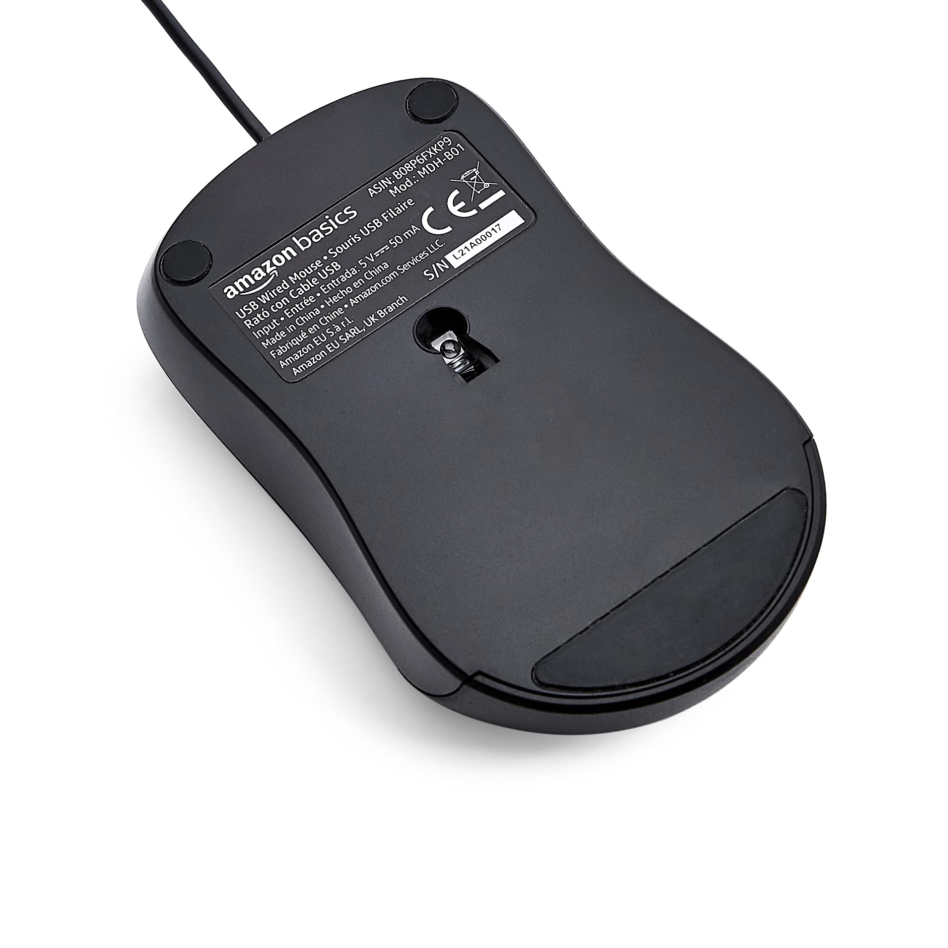 Amazon Basics 3-Button USB Wired Mouse - Black for Office & Gaming