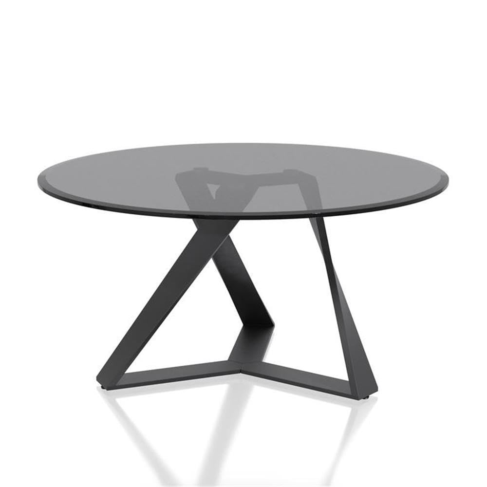 Furniture of America Hetra Modern Glass Top Coffee Table - Black Contemporary Living Room Centerpiece for Home Decor & Entertainment Spaces