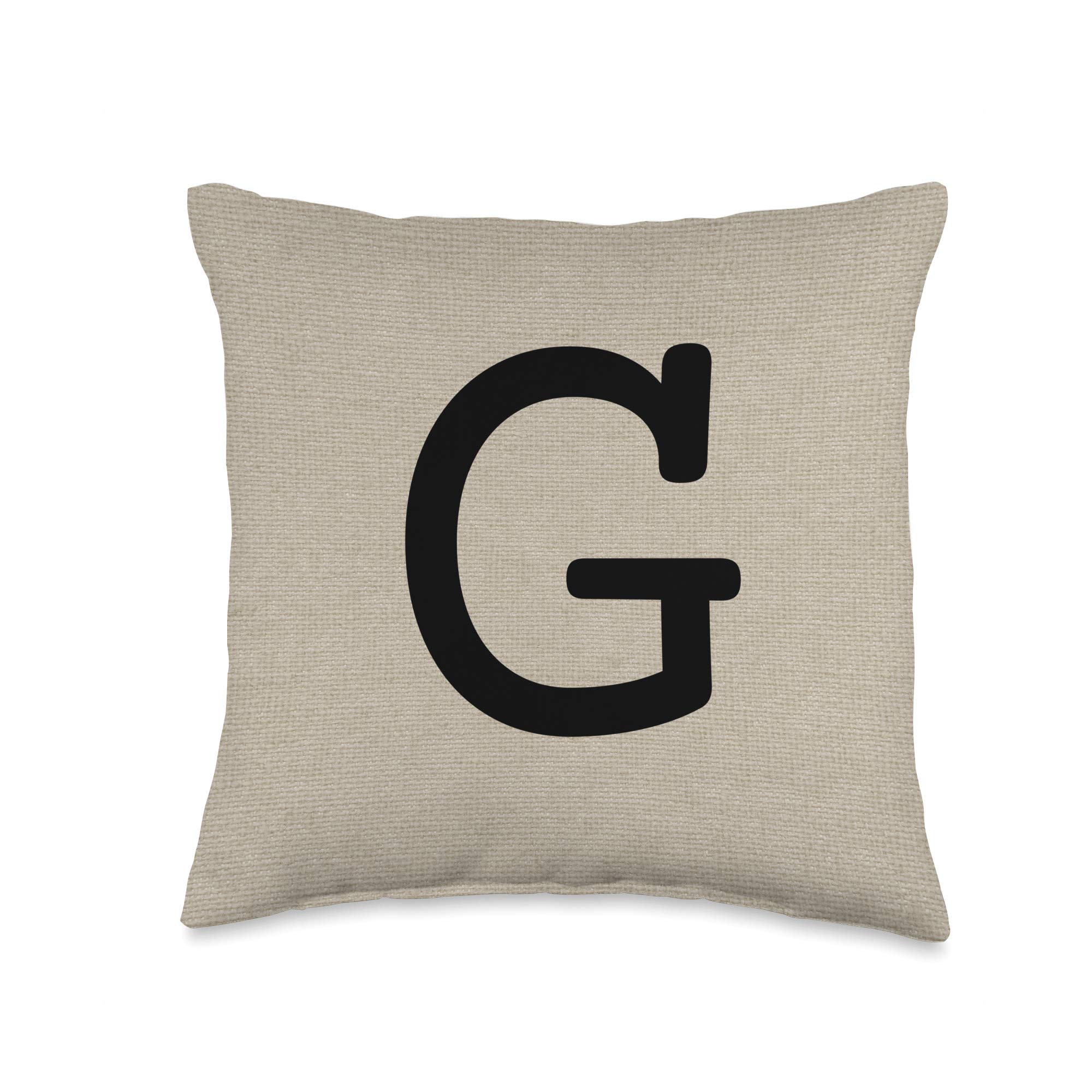 Farmhouse Letter G Decorative Throw Pillow 16x16 - Multicolor Home Decor for Living Room, Bedroom & Nursery | Cozy Accent Pillow for Sofa, Chair or Bed