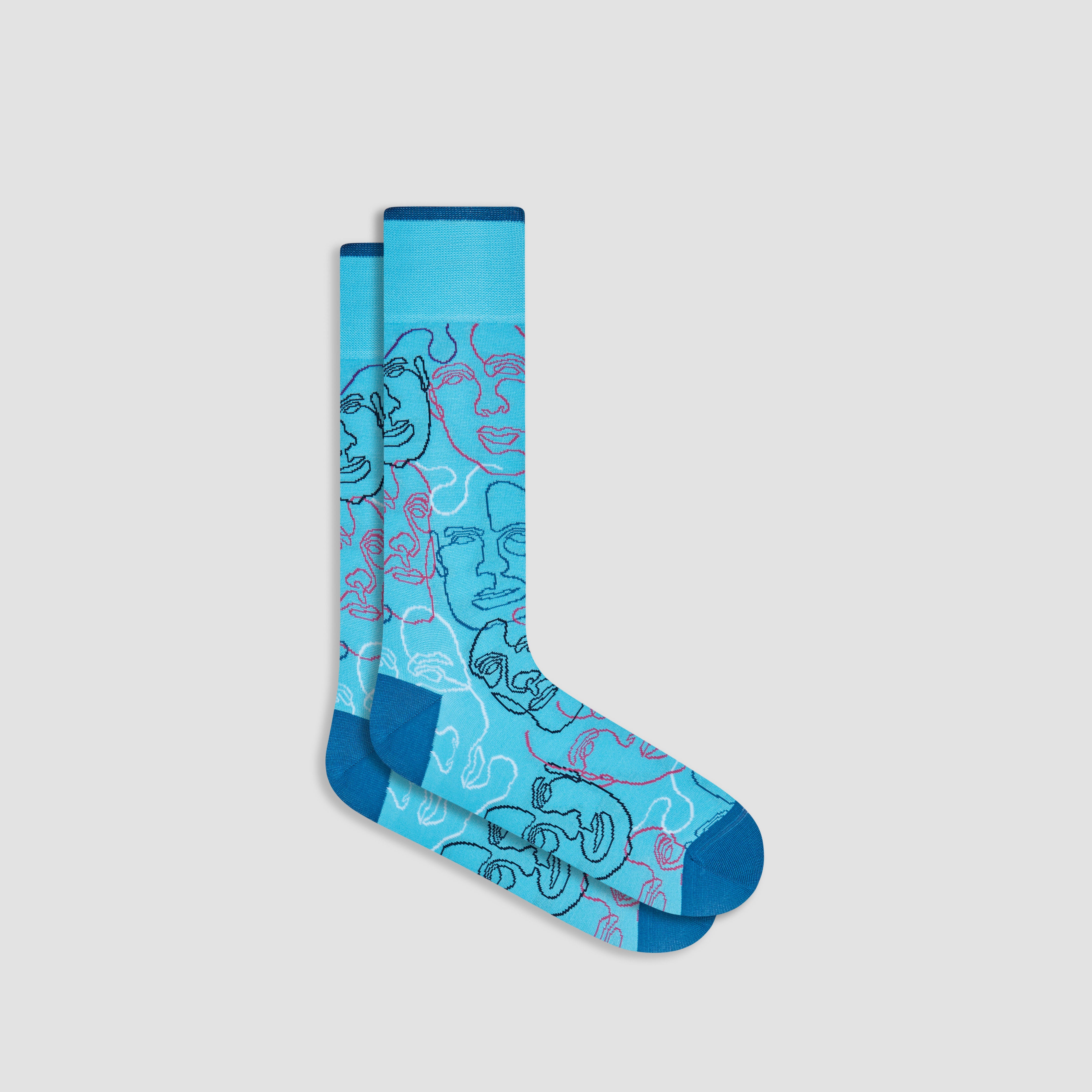 Abstract Faces Mid Calf Socks for Women - Trendy Artistic Crew Socks for Casual Wear, Running & Fashion Outfits