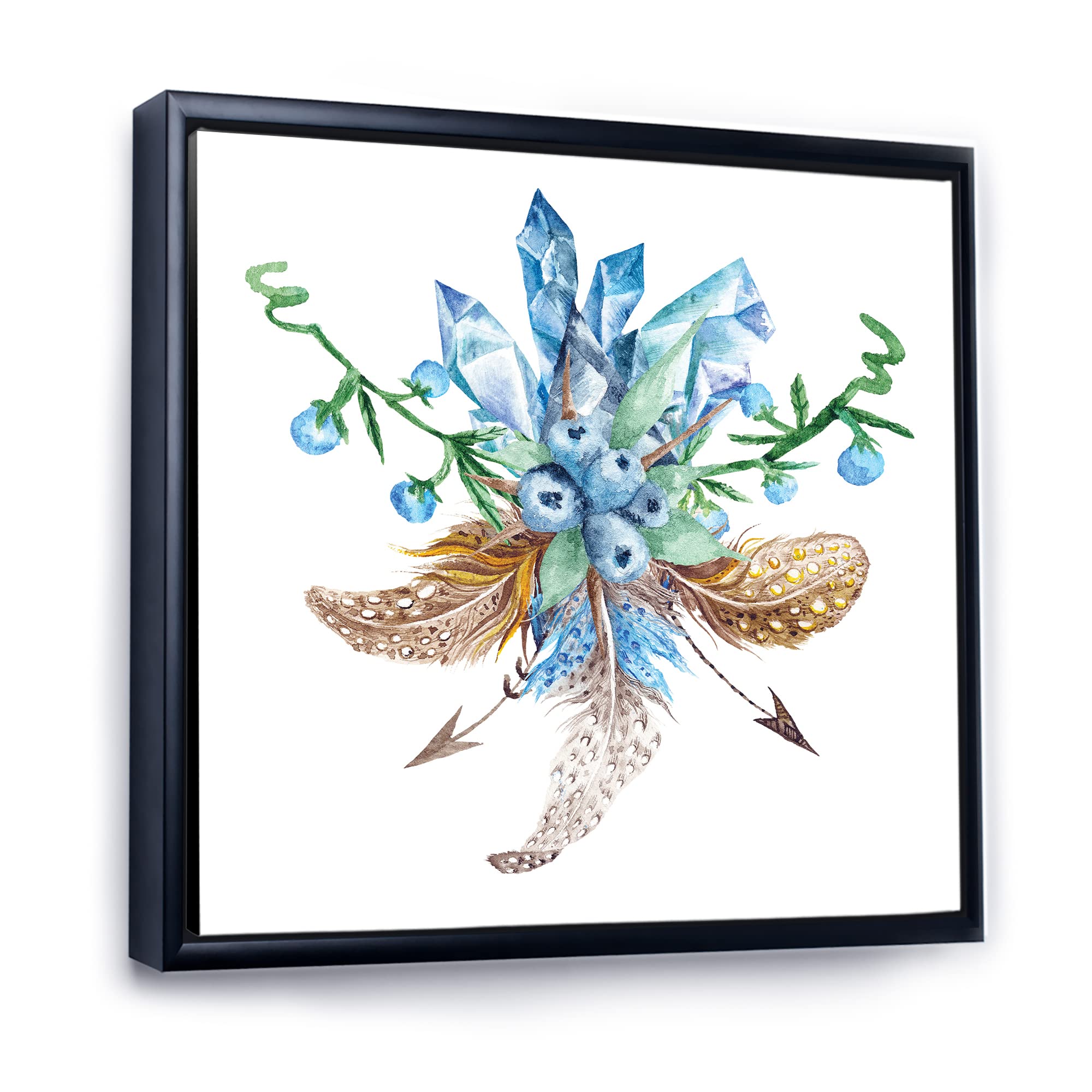 DesignQ Fresh Tribal Vignette Wild Forest Wreath Framed Canvas Wall Art Print - Handmade Home Decor for Living Room, Bedroom & Office