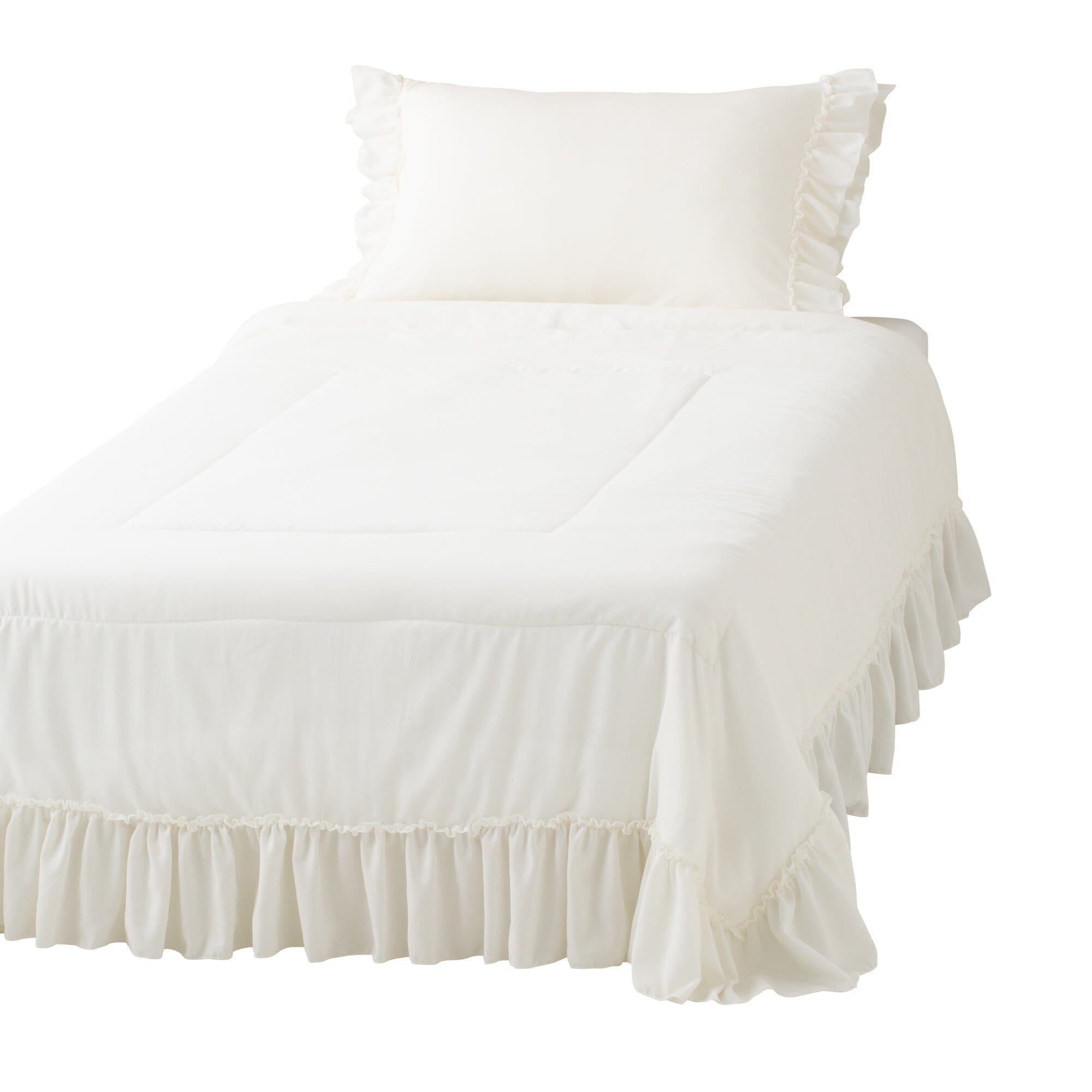 Fuwaro Cooling Blanket - Single Size White Quilt with Frill Trim for Summer & Hot Sleepers - Perfect for Bedroom, Dorm, or Travel Use