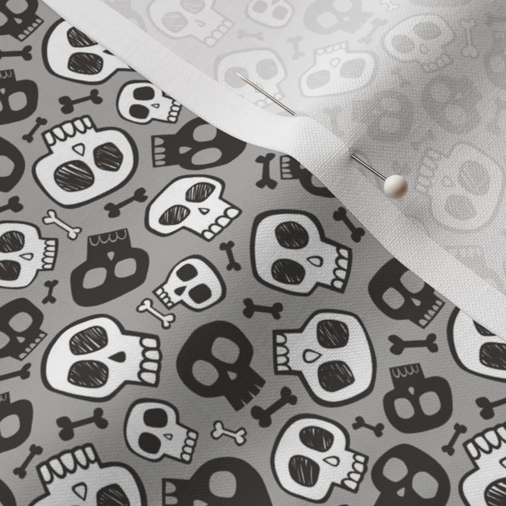 Skulls & Bones Halloween Printed Cotton Fabric - Black White Gray Tiny Skull Design on Petal Signature Cotton - Fat Quarter for Sewing, Quilting, Apparel & Crafts | Perfect for Halloween Decor, Costume Making & DIY Home Projects