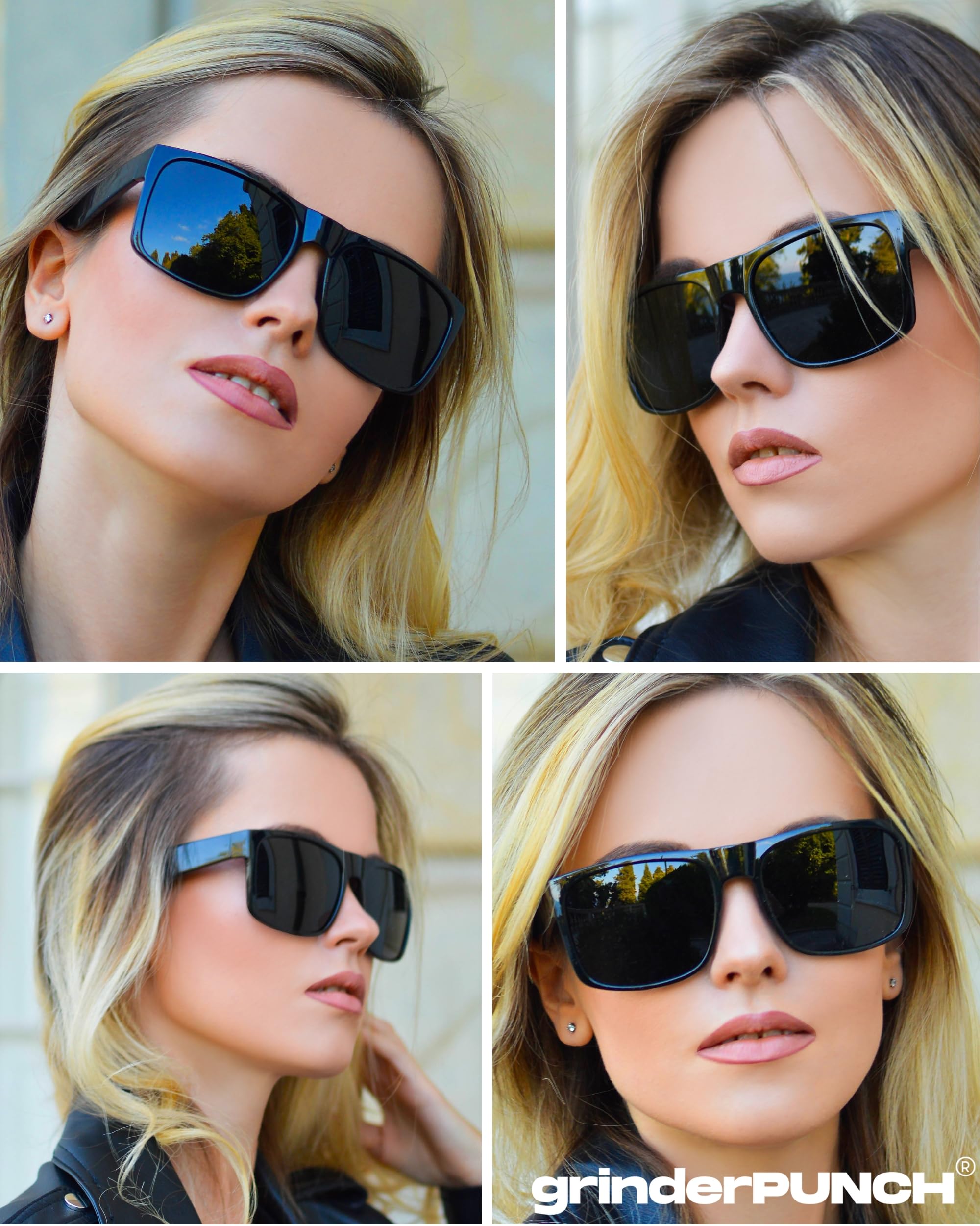 grinderPUNCH XL Polarized Sunglasses for Big Heads & Wide Faces - Extra Large Oversized Driving Glasses for Men & Women - Perfect for Road Trips, Beach & Outdoor Activities