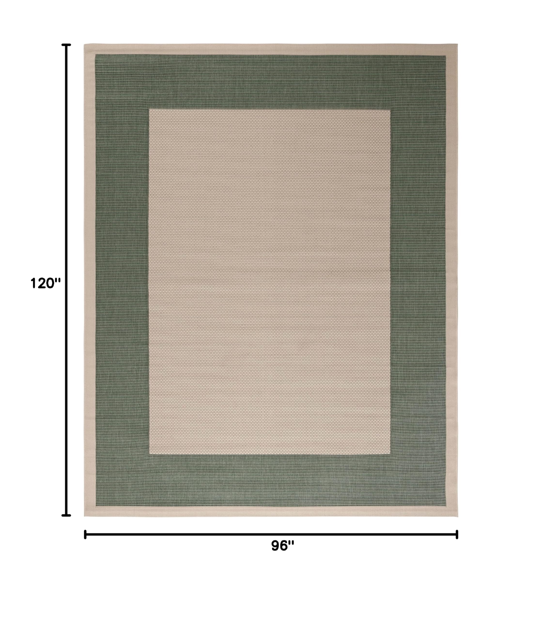 SAFAVIEH Courtyard Collection 8' x 10' Beige & Dark Green Indoor Outdoor Rug - Waterproof, Easy Clean, Non-Slip - Perfect for Patio, Backyard, Mudroom, Deck & Poolside Areas (CY7987)