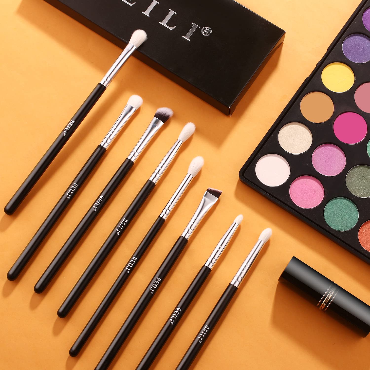 Professional 8-Piece BEILI Eyeshadow Brush Set - Soft Natural Goat Hair Blending Brushes for Eyelids & Eye Makeup | Perfect for Daily Use, Travel & Professional Makeup Artists