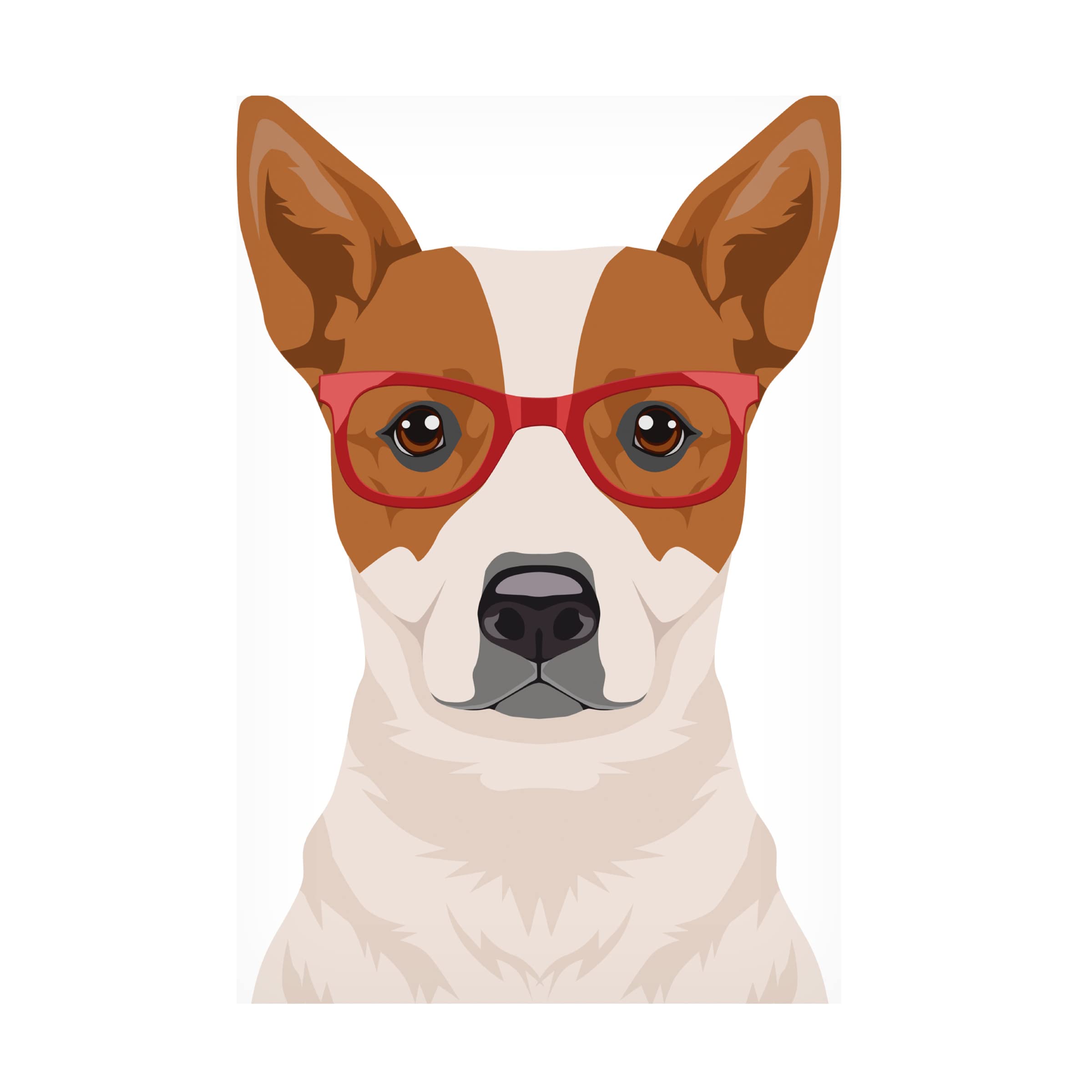 Trademark Fine Art 'Australian Cattle Dog Wearing Hipster Glasses' Canvas Wall Art Print - Modern Pet Portrait Decor for Living Room, Bedroom & Office