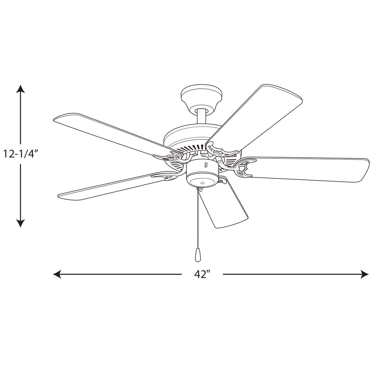 Progress Lighting P2500-30 AirPro 42-Inch White Ceiling Fan with Remote Control - Energy Efficient Indoor Cooling for Living Room, Bedroom & Office