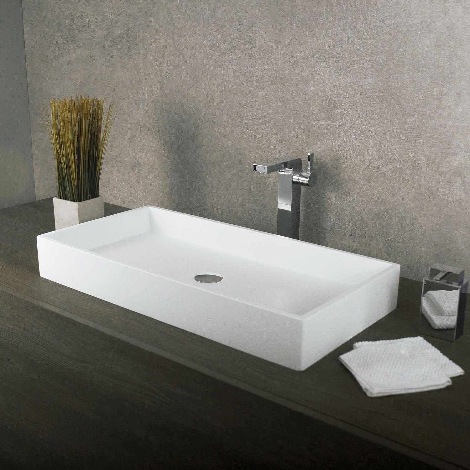 DAX White Matte Rectangle Bathroom Vessel Sink - 31.5
