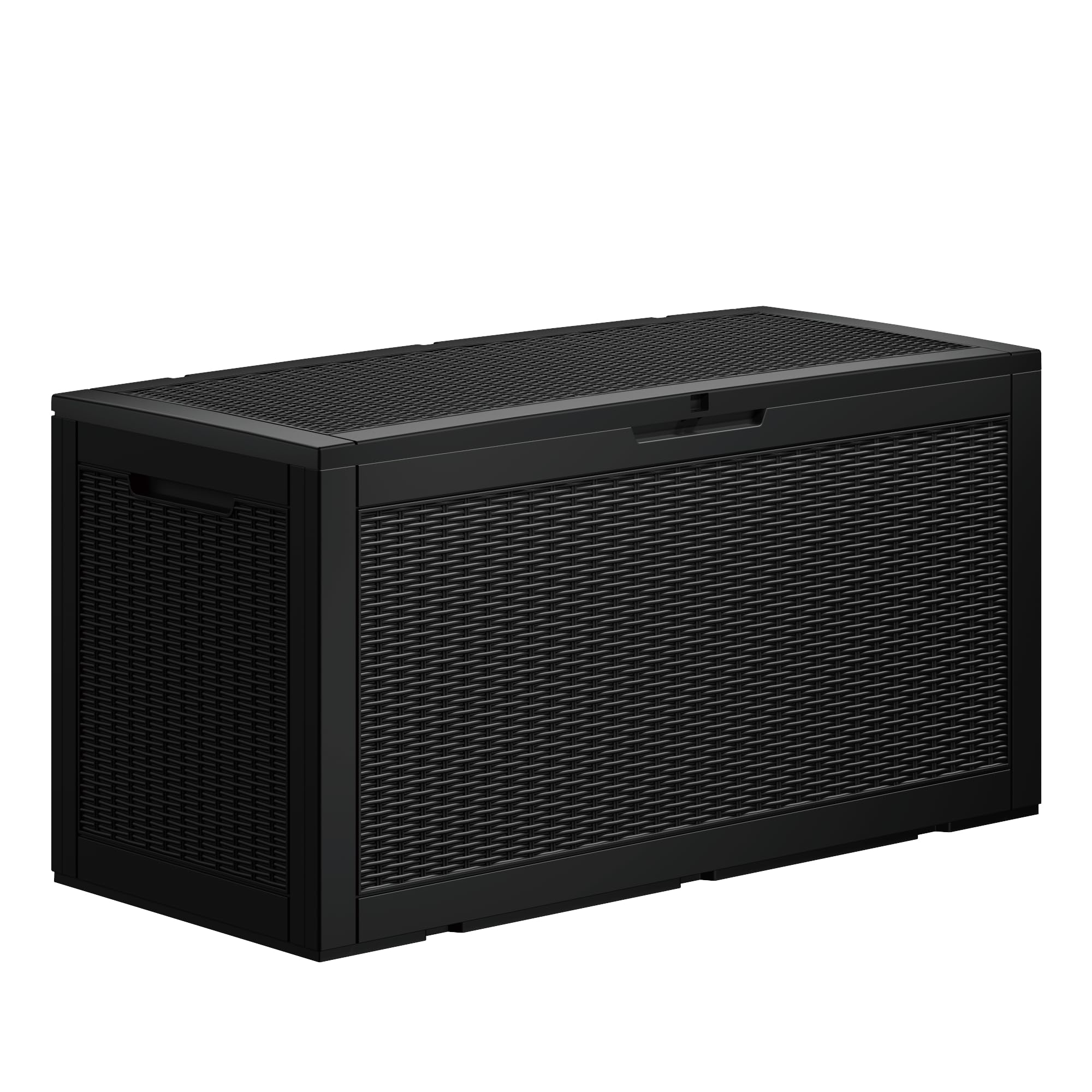 100 Gallon Lockable Resin Deck Box - Waterproof & UV-Resistant Outdoor Storage for Patio Cushions, Pool Toys, Garden Tools & Delivery Packages (Black) - Perfect for Backyard, Poolside & Porch Organization